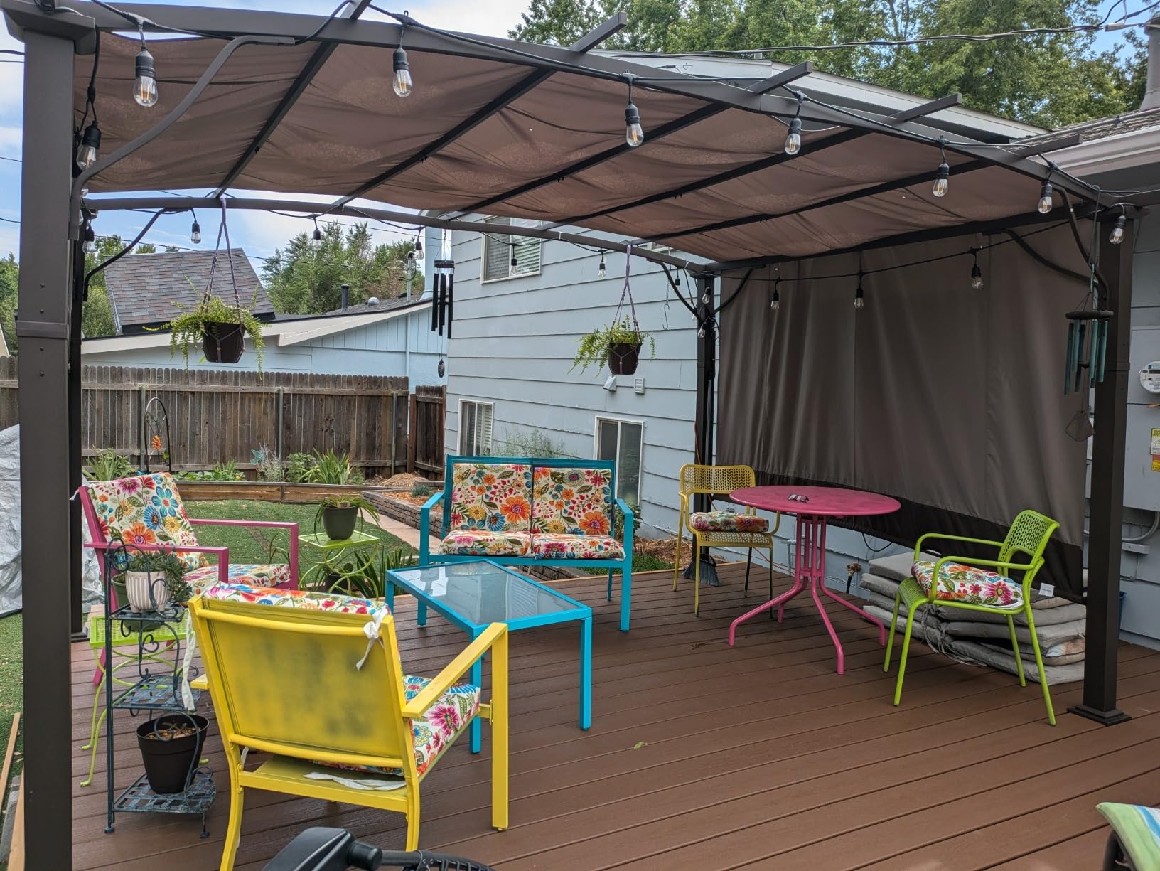 HAPPATIO 10' x13' Outdoor Retractable Pergola, Aluminum Pergola with Canopy Fixed in Various Positions, Arched Patio Top with Sun Shade Canopy Metal Frame for Backyards, Gardens, Patios (Brown) customer photo 2
