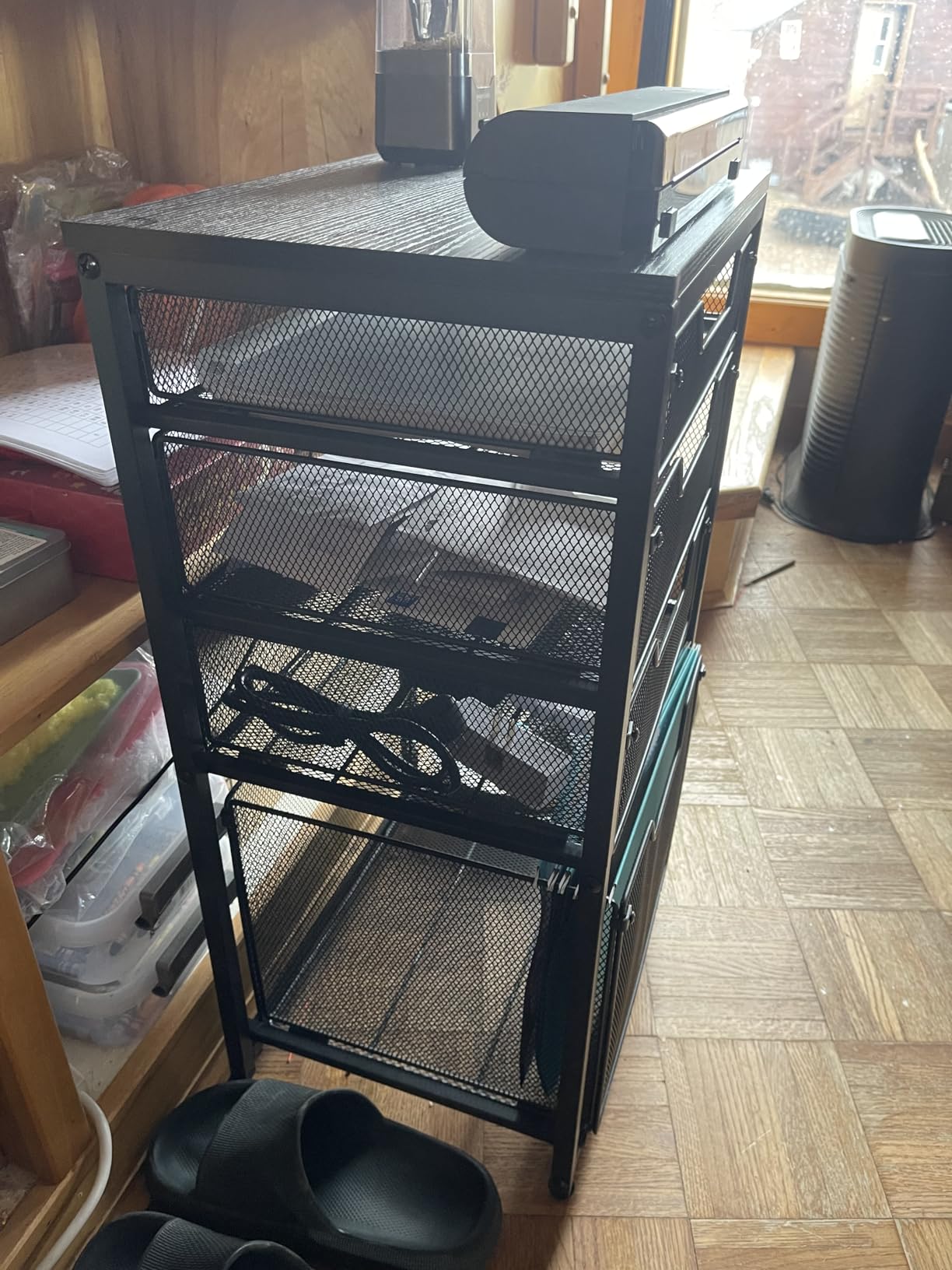 Sbanmao Rolling File Cart with 4 Storage Drawers, Mobile File Cabinet with Wheels, Hanging File Organizer, Under Desk Printer Stand Utility Cart Filing Cabinet for Home Office, Black customer photo 2