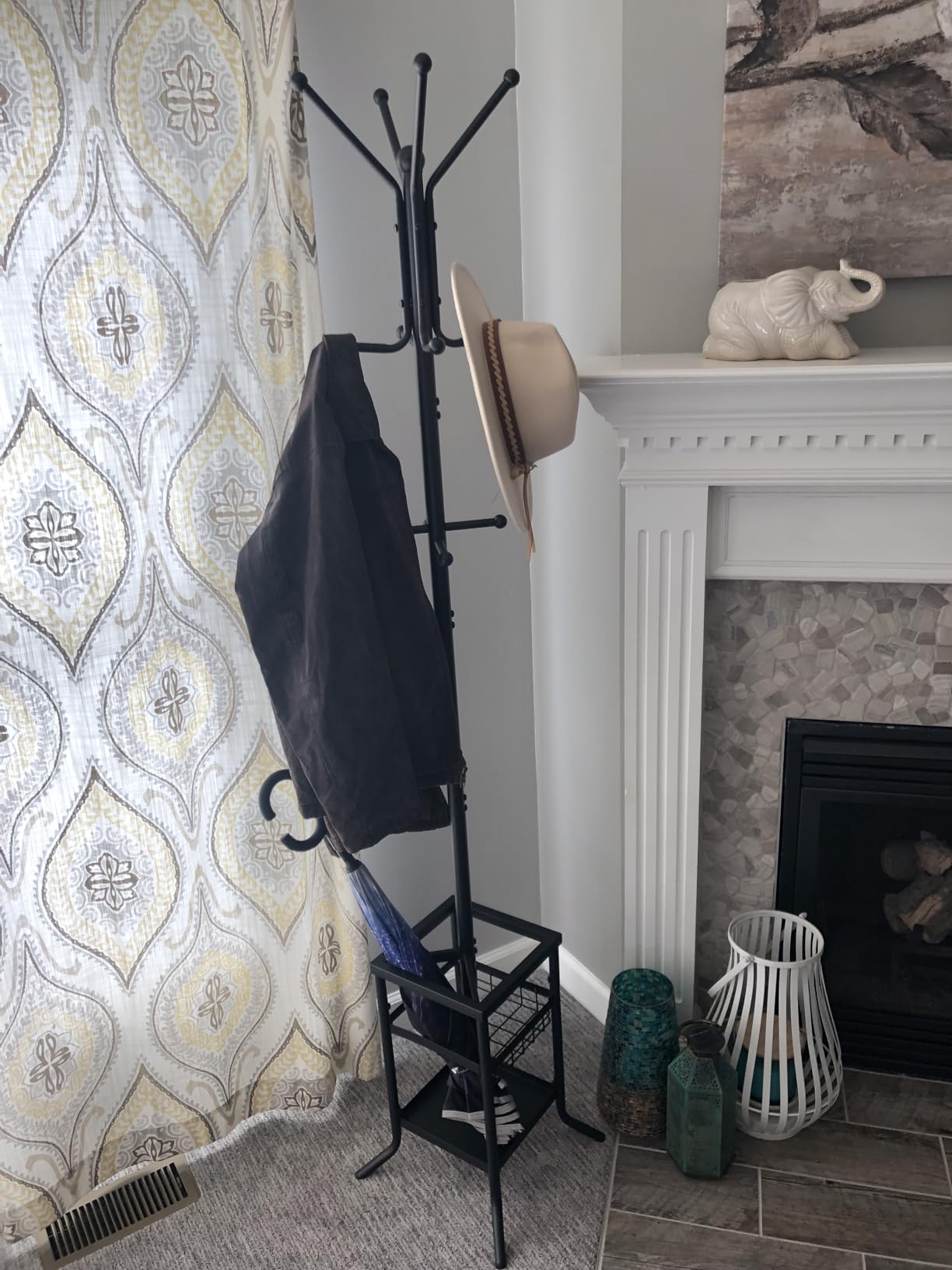 Yoobure Coat Rack Freestanding - Coat Tree with Umbrella Holder, Metal Coat Rack Stand with 12 Hooks, Modern Coat Hanger Stand for Entryway, Purse Rack Hat Rack Stand for Living Room Bedroom Office customer photo 2