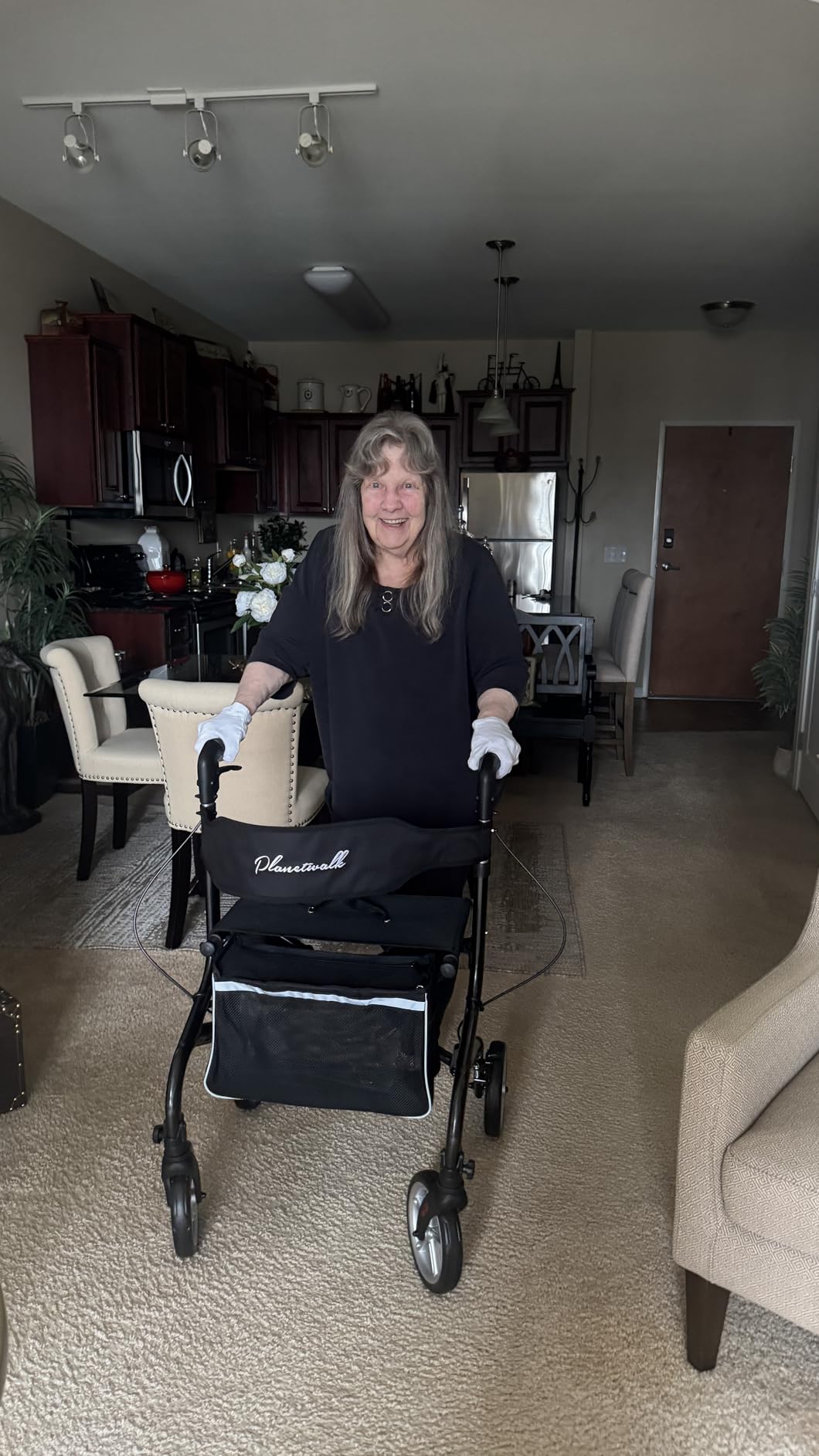 PLANET WALK Super Lightweight Rollator Walker for Seniors, Foldable Rolling Walker with Seat and 8