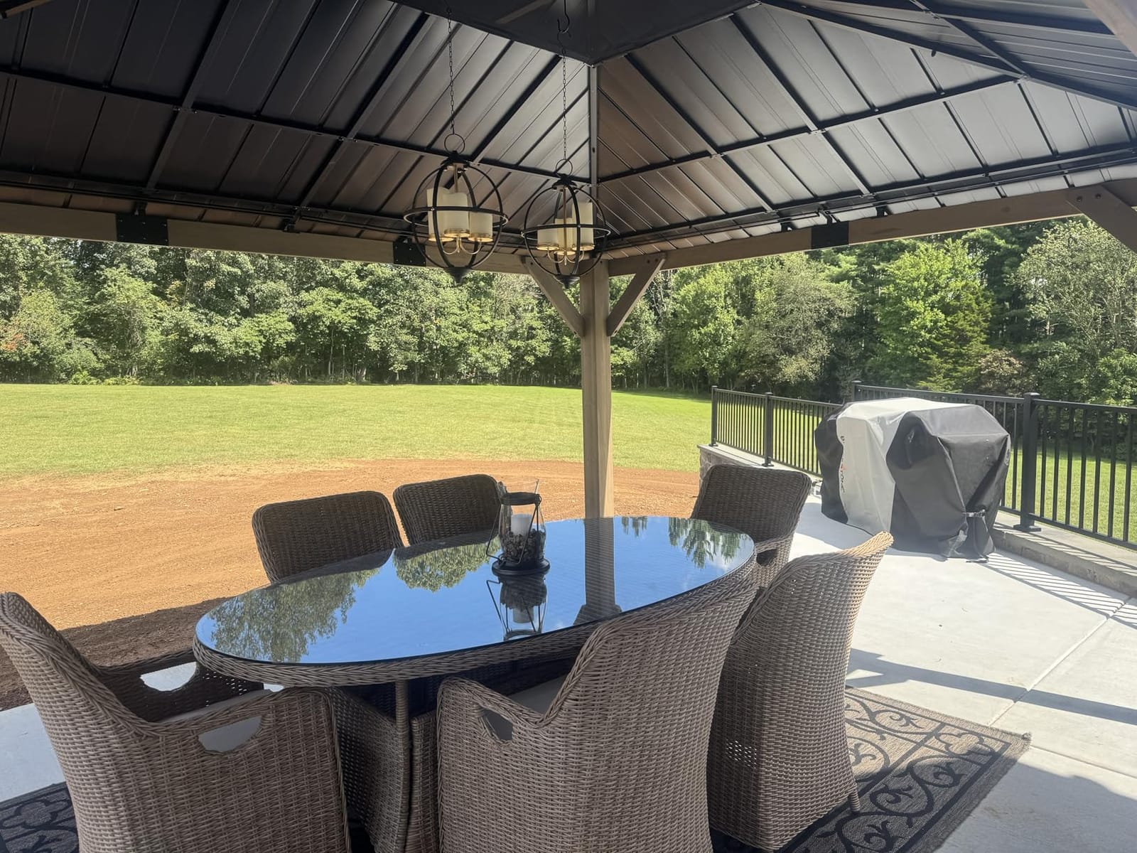 CHARMELEON 10x12 FT Cedar Wood Gazebo,Hardtop Wooden Gazebo with 4.6in Thickened Posts&High Load-Bearing Roof & Waterproof Curtains/High-Density Netting for Outdoor, Patio, Backyard-Gray customer photo 2