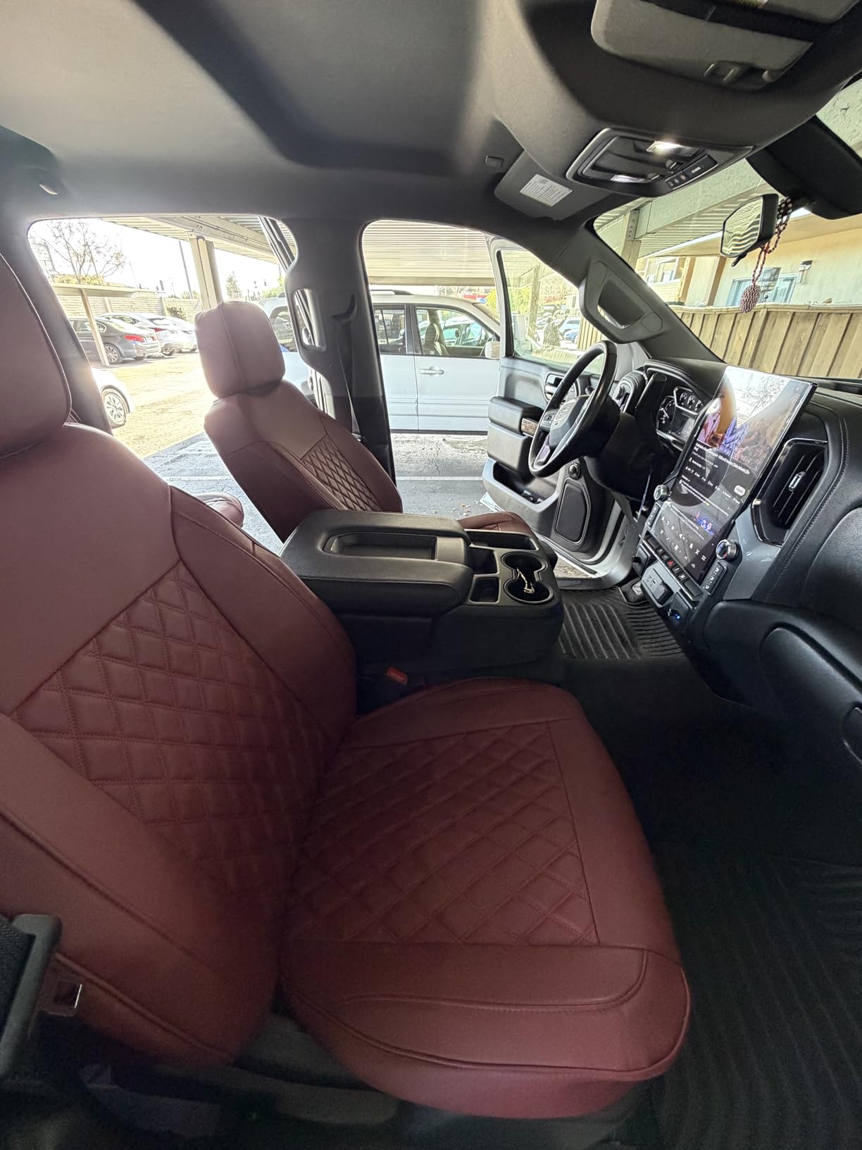 TANDI Custom Fit Chevy Silverado & GMC Sierra Seat Covers with Faux Leather for 2019 2020 2021 2022 2023 2024 2025 Chevy Silverado & GMC Sierra 1500 & 2020-2025 2500HD 3500HD (Black, Full Set (SG-A)) customer photo 2