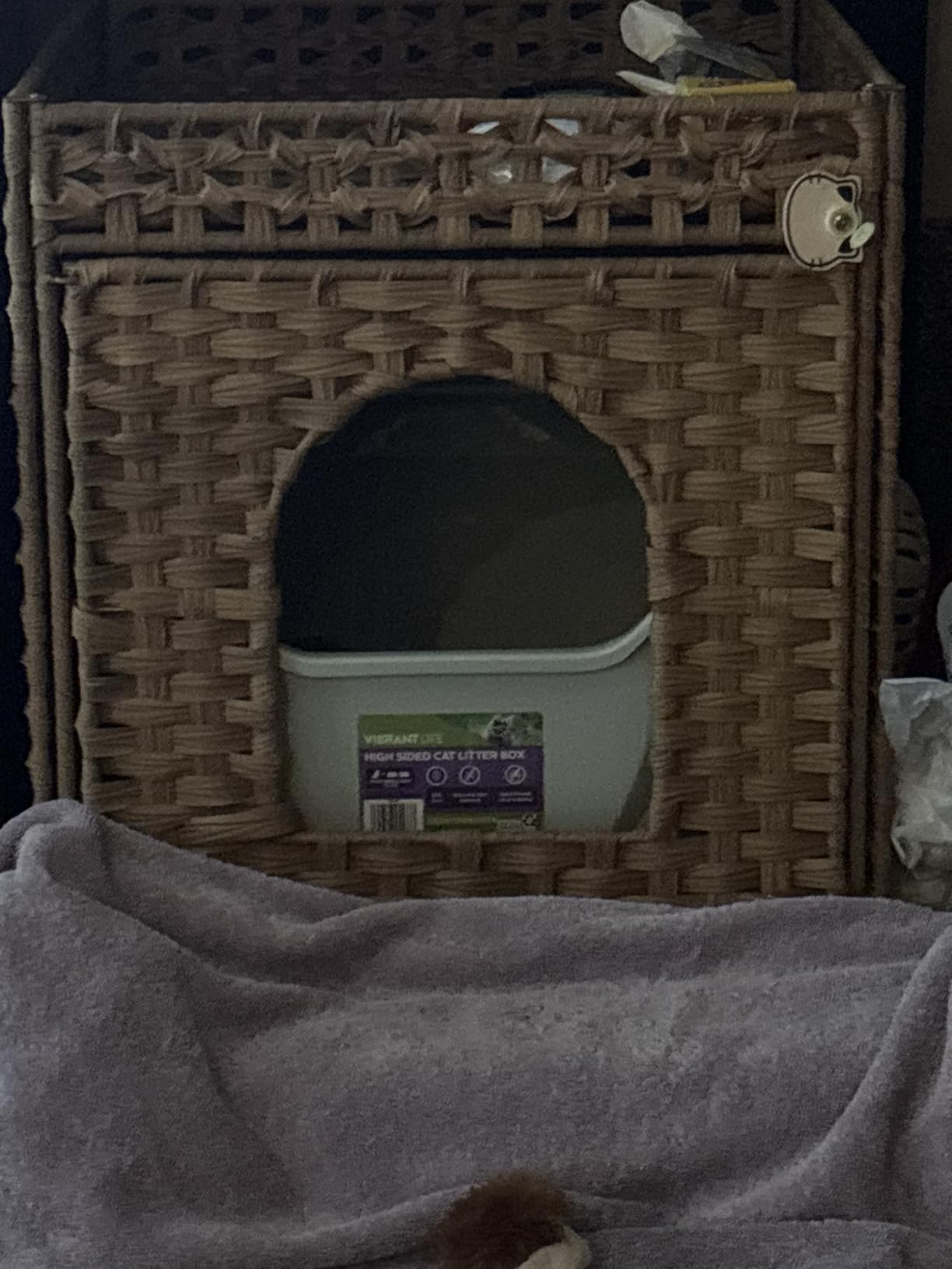 SETVSON Cat Litter Box Enclosure Furniture, Hidden PE Rattan, Natural customer photo 1