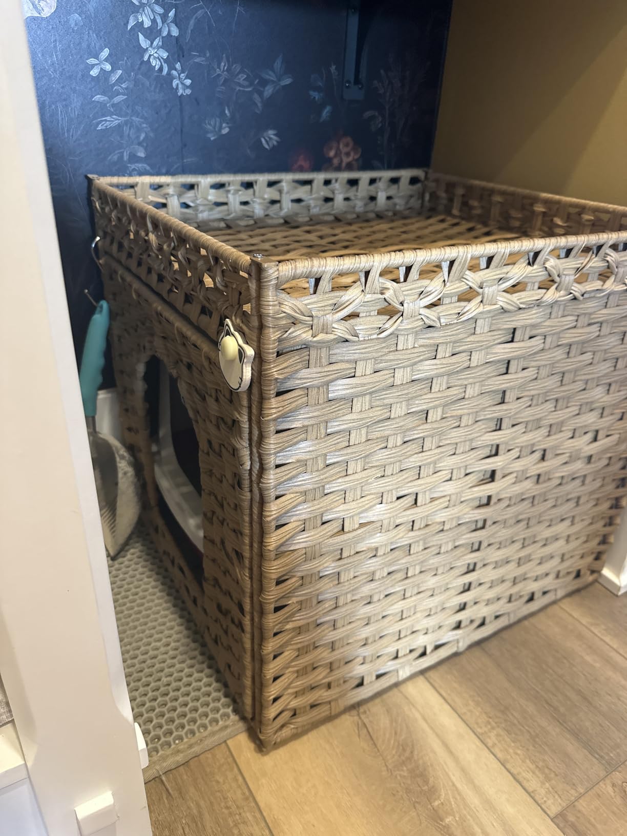SETVSON Cat Litter Box Enclosure Furniture, Hidden PE Rattan, Natural customer photo 2