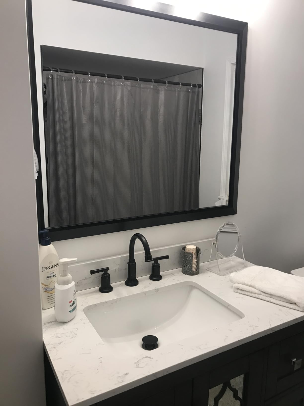 Briivue Black Metal Framed Bathroom Wall Mirror, 55x30 Inch customer photo 2