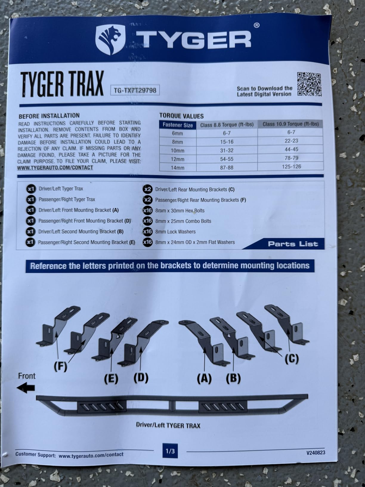 Tyger Auto Trax Side Steps Compatible with 2015-2026 Ford F-150; 2022-2026 F-150 Lightning; 2017-2026 F-250 F-350 SD | Supercrew Cab | TG-TX7F29458 | Textured Black Rail Running Board customer photo 2