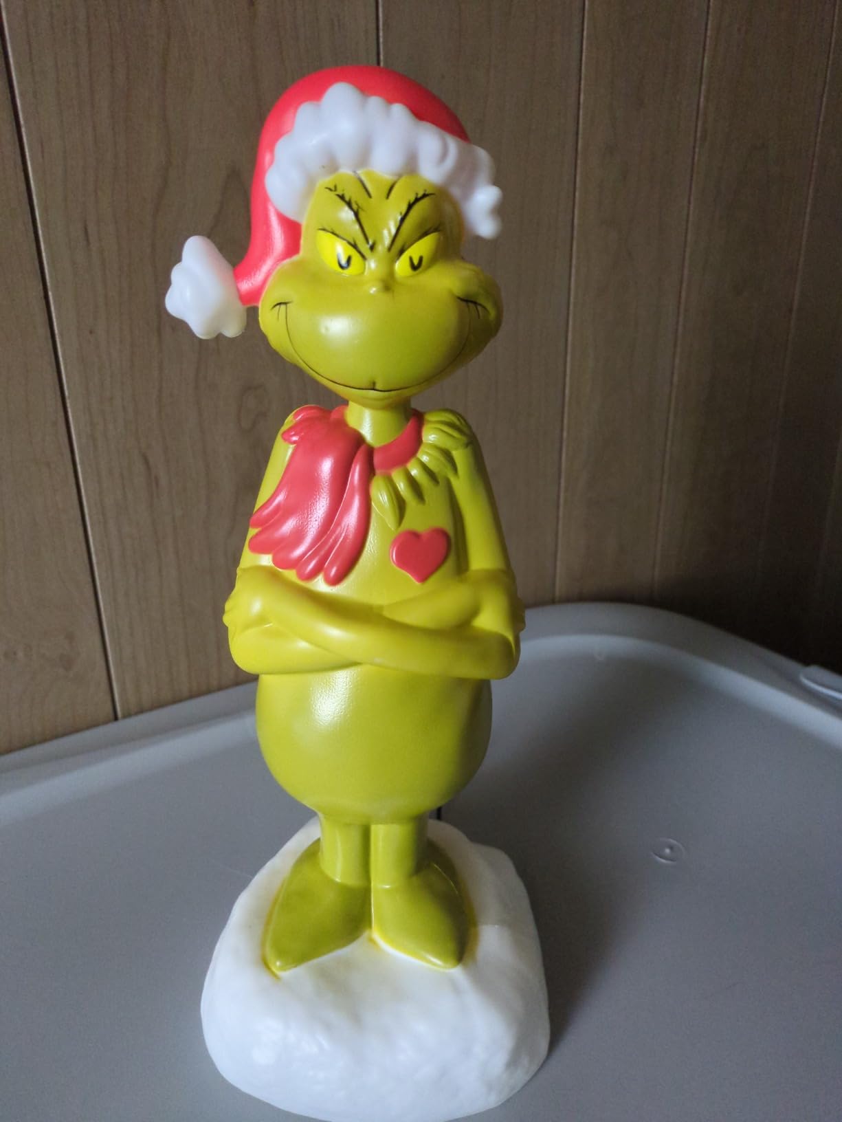 Christmas Lighted Blow Mold Outdoor Grinch Decor, 15in customer photo 1