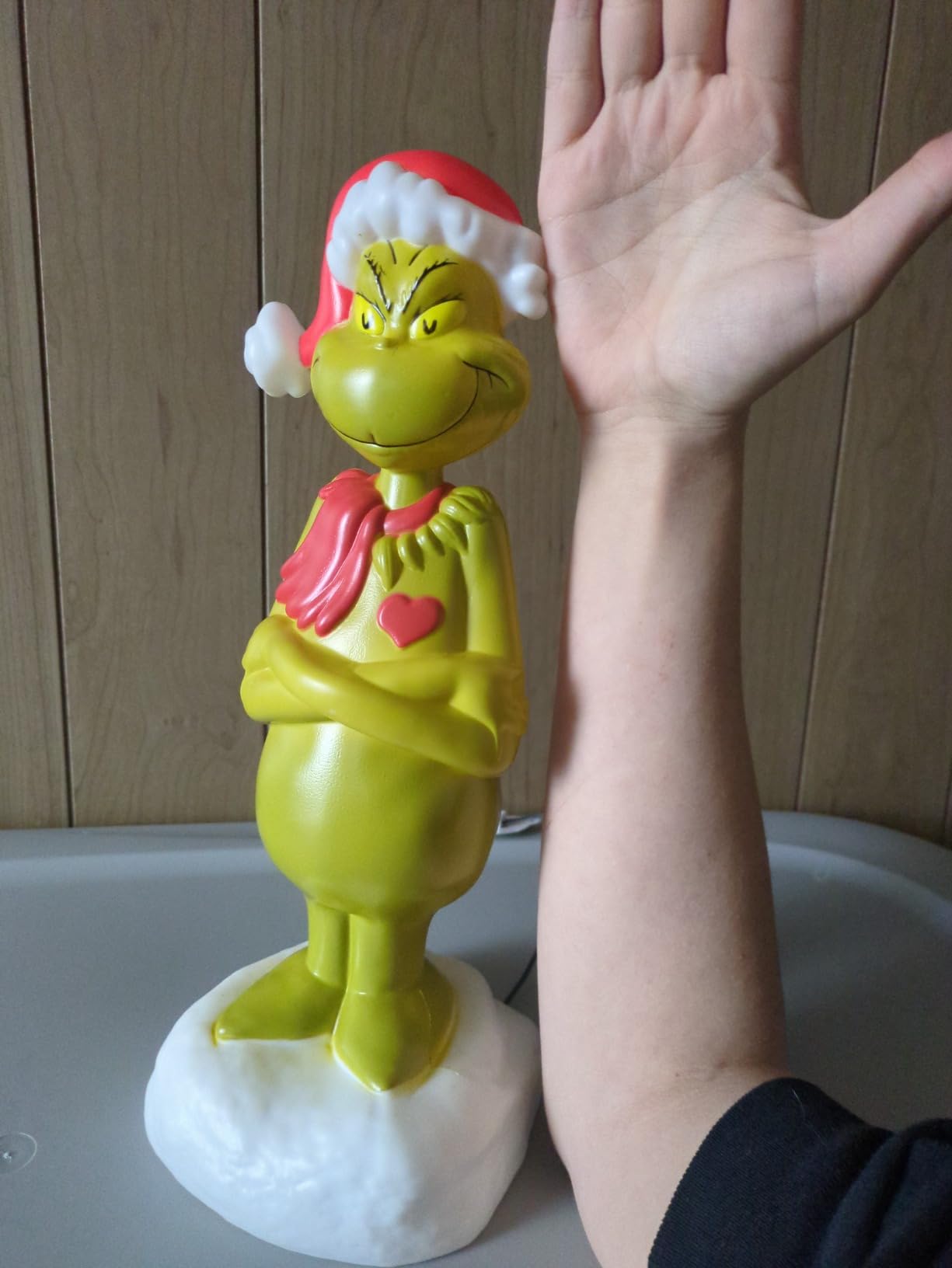 Christmas Lighted Blow Mold Outdoor Grinch Decor, 15in customer photo 2