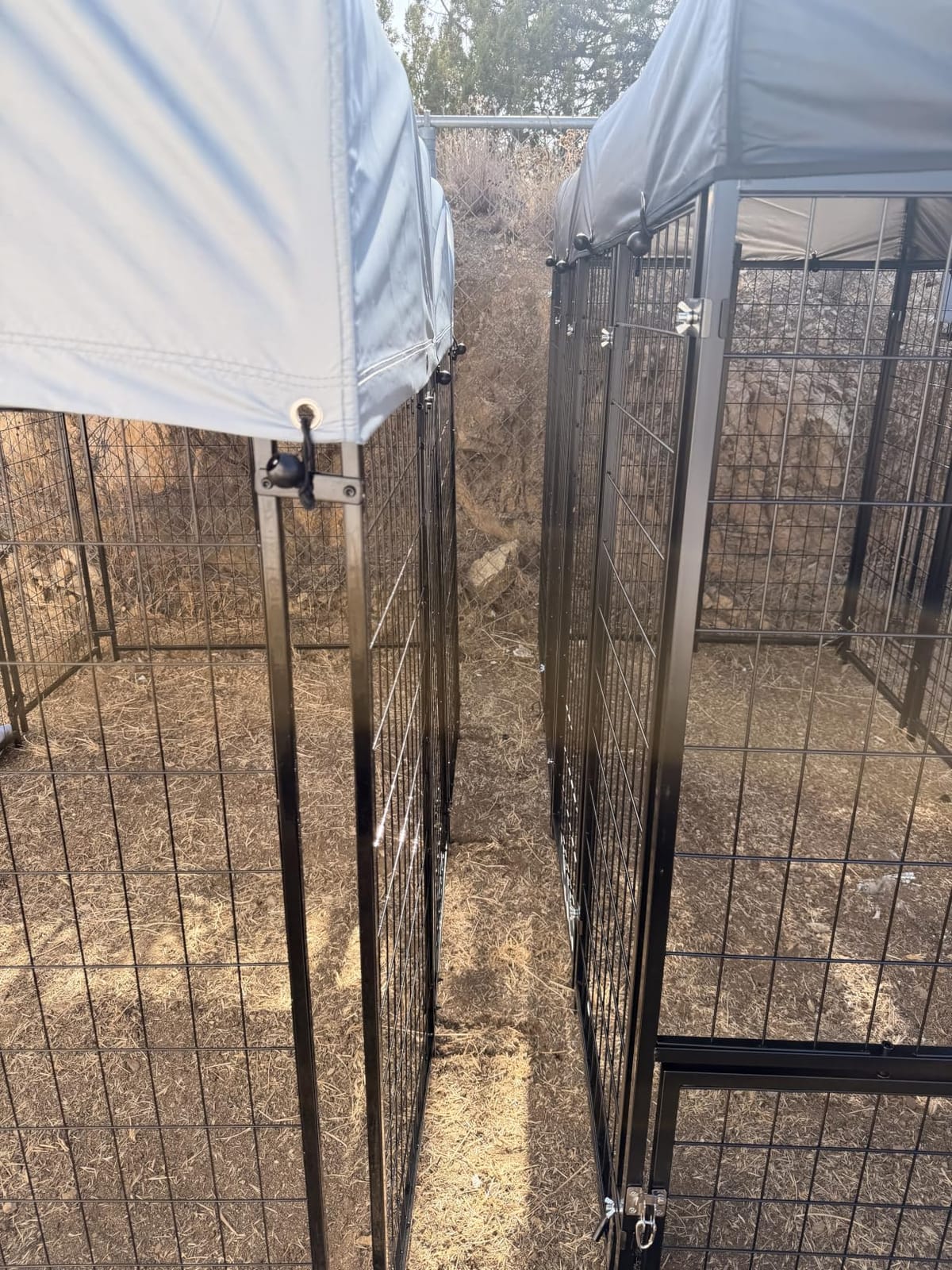 Sino Luban Outdoor Dog Kennel Outside Run with Doggy Door, Swivel Feeder&Roof - 8x4x6FT Large Dog Kennels Pens Outside for Large Dogs Breed- Heavy Duty Cage Yard (Can Connect to Your Dog House) customer photo 1