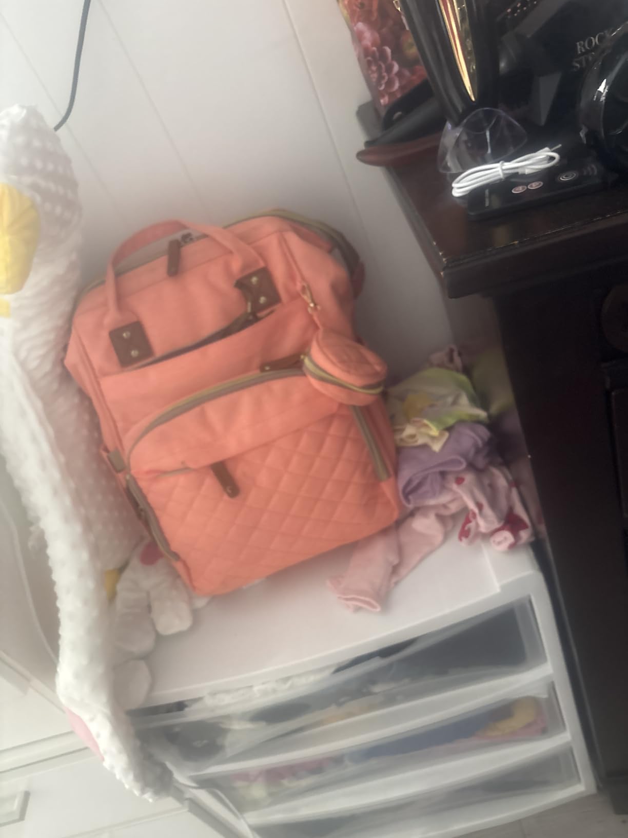 Diaper Bag with Changing Station, Waterproof 3 in 1 Diaper Backpack with Foldable Changing Pad, Large Travel Backpack for Mom & Dad, Baby Gift for Baby Girl & Boy, Pink-Grey customer photo 2
