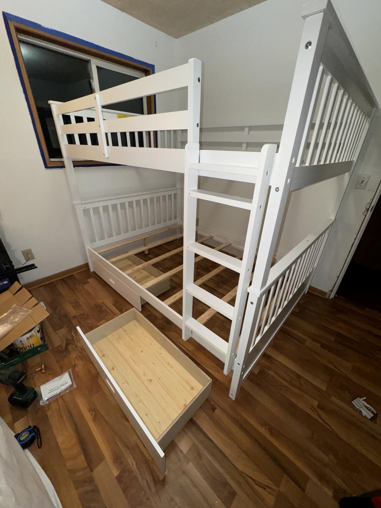 Merax Wood Bunk Bed with Two Drawers,Convertible Wood Bunk Bed with Ladders and Two Storage Drawers,Solid Wood Detachable Bed Frame with Ladders, Twin Over Full Size, Espresso customer photo 1