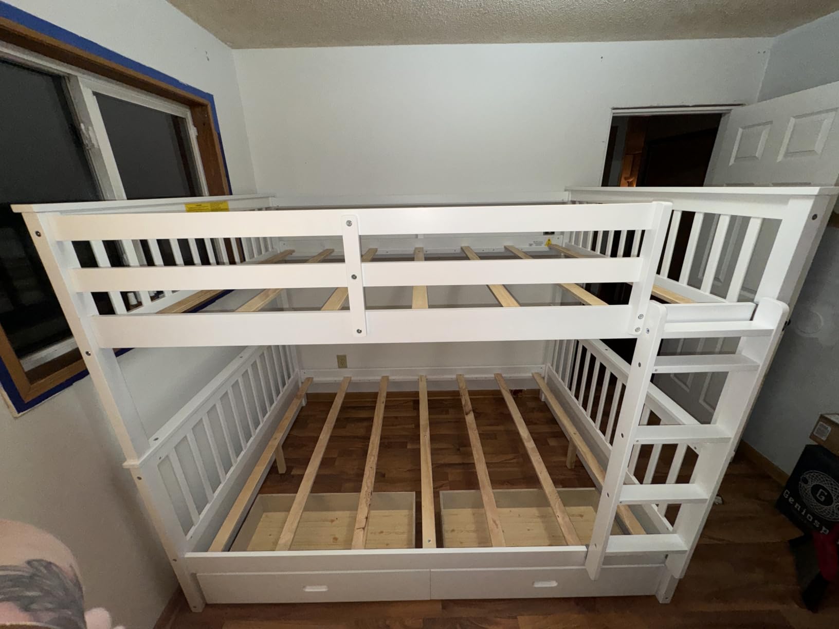 Merax Wood Bunk Bed with Two Drawers,Convertible Wood Bunk Bed with Ladders and Two Storage Drawers,Solid Wood Detachable Bed Frame with Ladders, Twin Over Full Size, Espresso customer photo 2