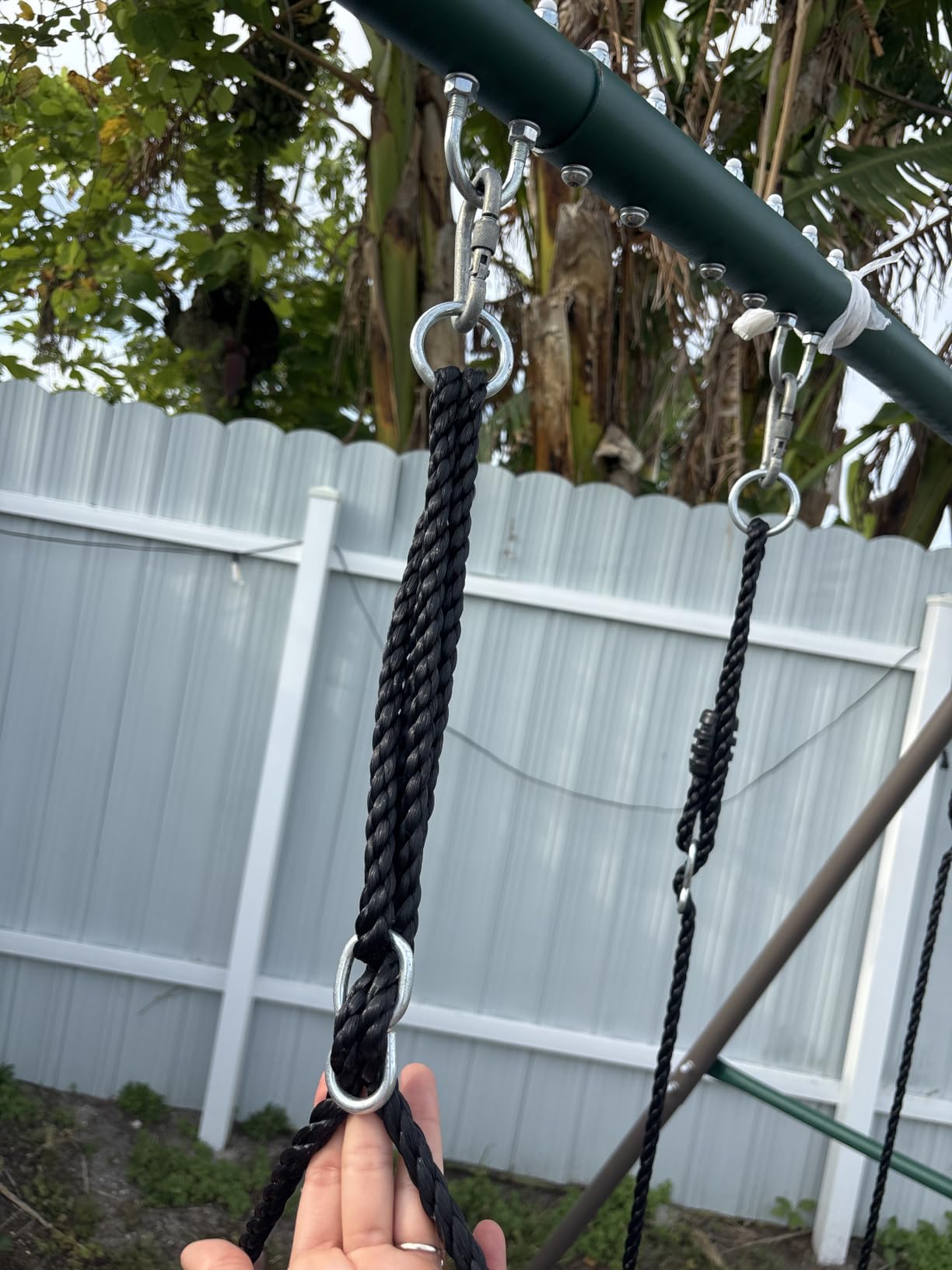 Hapfan Metal Swing Sets for Backyard for Kids with Double Tree Swings customer photo 2
