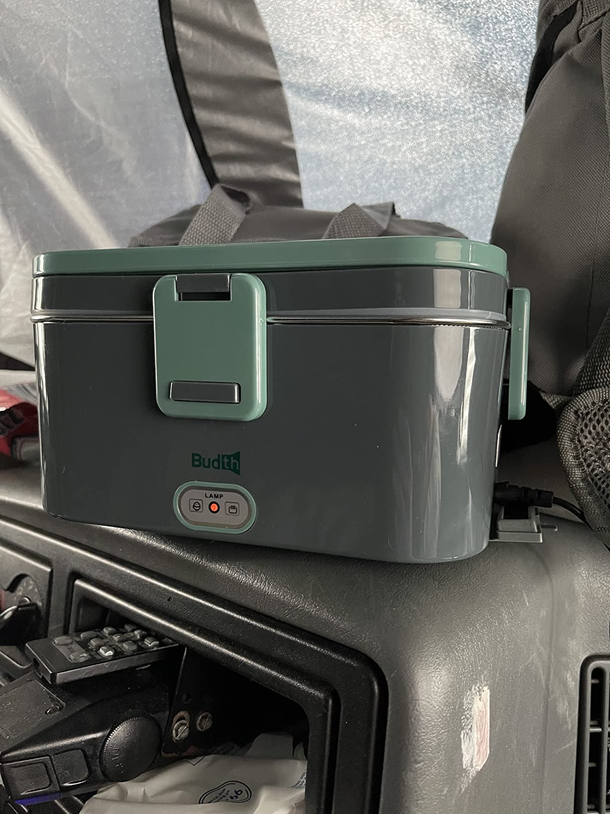 Electric Lunch Box, Portable Food Warmer for Car, Truck, Office, 12V 24V 110V Adapter, Leak Proof, 304 Stainless Steel Container, SS fork & Spoon and Carry Bag (Black) customer photo 2
