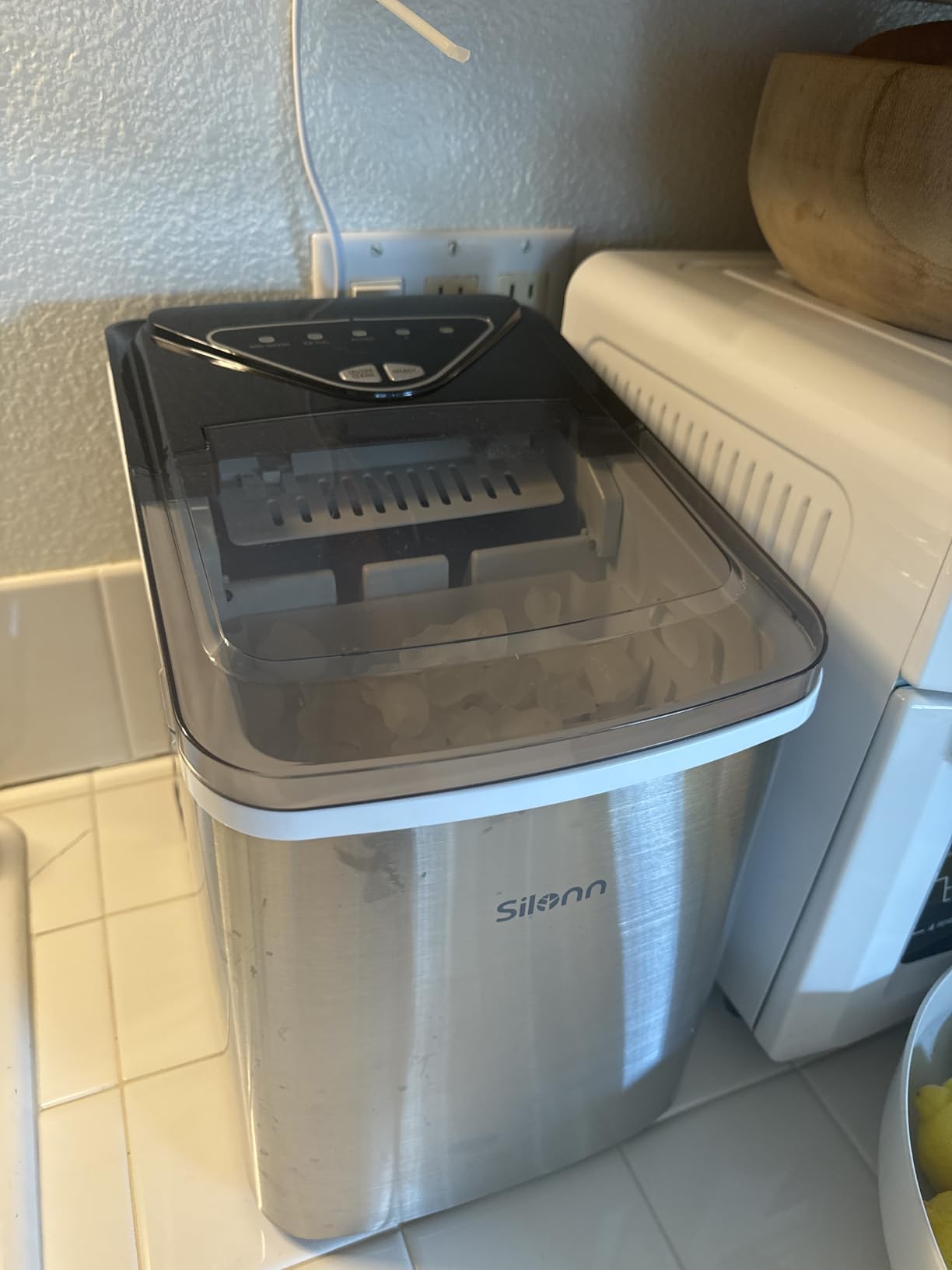 Silonn Nugget Ice Maker Countertop, Pellet Ice Machine with Self-Cleaning Function, Sonic Ice Maker Produces 36lbs of Chewable Ice in 24 Hours, Ideal for Home Kitchen and Office (Stainless Steel) customer photo 1