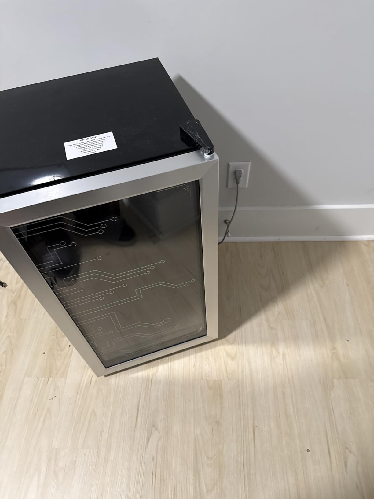 Cyberpunk Beverage Cooler, 130 Can Mini Fridge, LED Light Door, Gaming Room customer photo 1