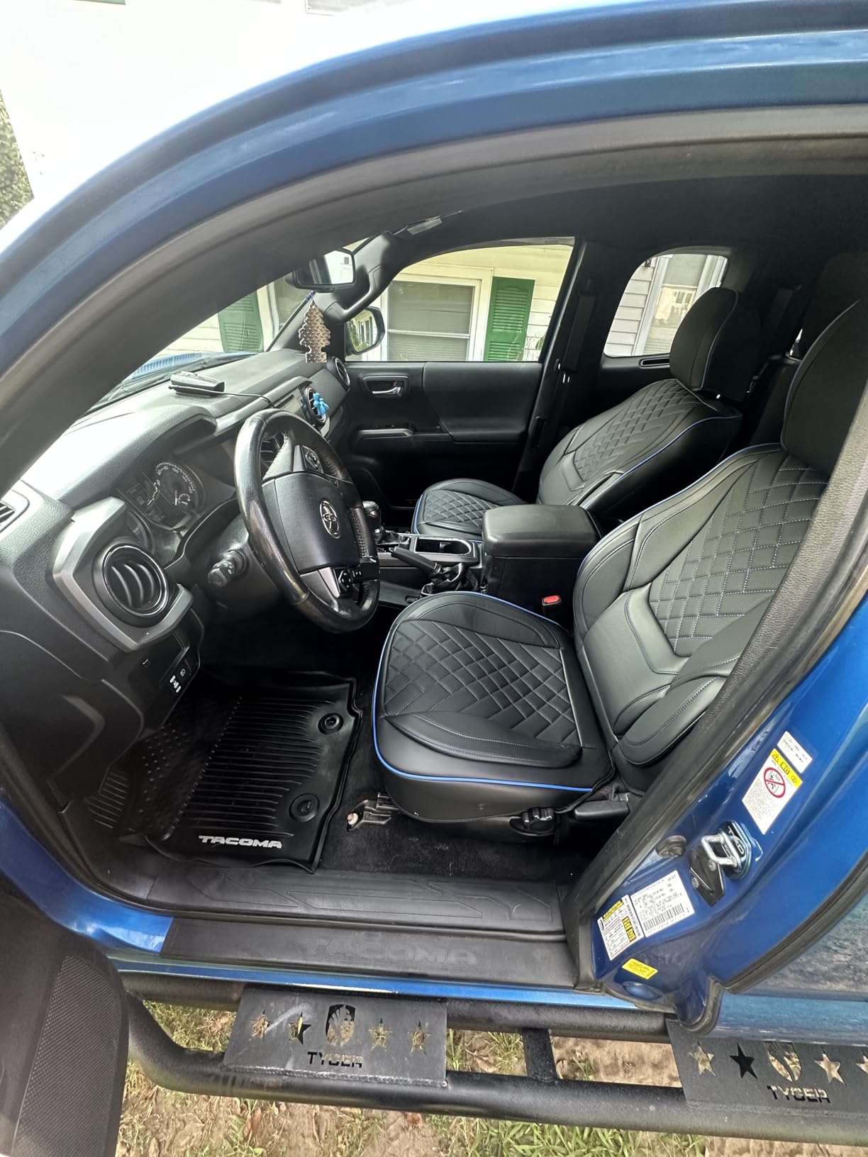 Tacoma Seat Covers Full Set 2016-2023, Leather Pickup Truck Seat Covers with Lumbar Support Custom Fit for Toyota Tacoma Double/Crew Cab SR SR5 TRD Sport TRD Off Road TRD Pro(Black Red) customer photo 2