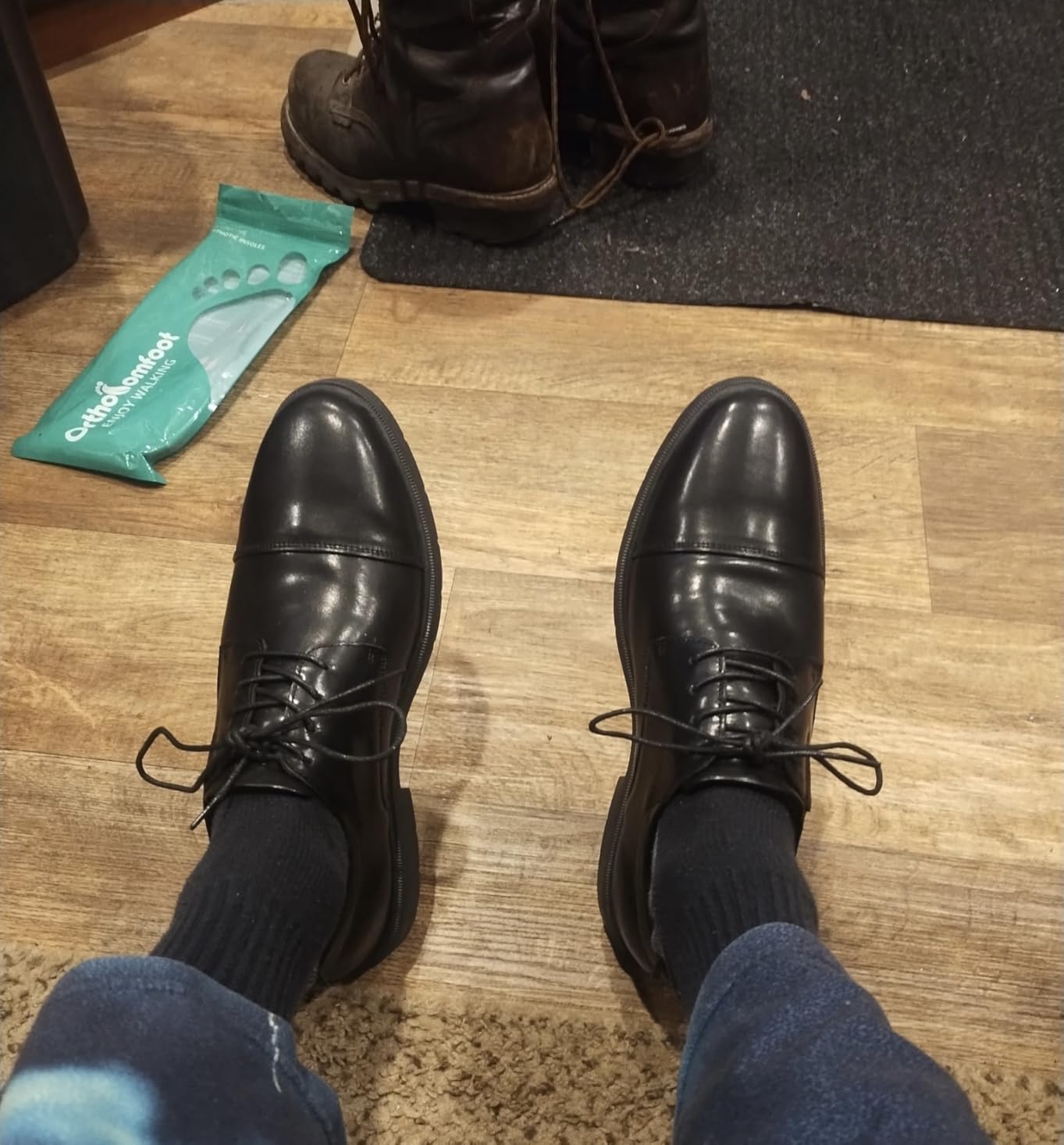 Orthopedic Business Leather Dress Shoes - Arch Support Formal Wingtip Oxford Patent Shoe for Men- Plantar Fasciitis Cap Toe Comfortable Lace Up Oxfords for Tuxedo for Foot Pain Relief customer photo 1