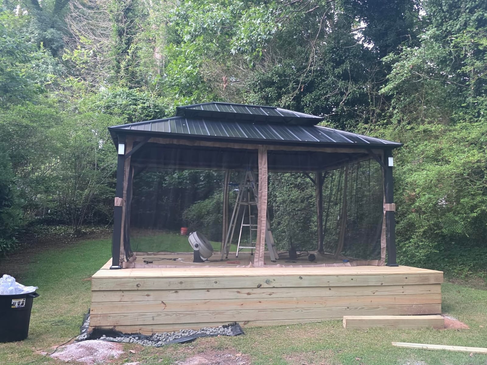 Modern Shade Hardtop Gazebo 10x12 with 4 LED Lights for Backyard, Black customer photo 2