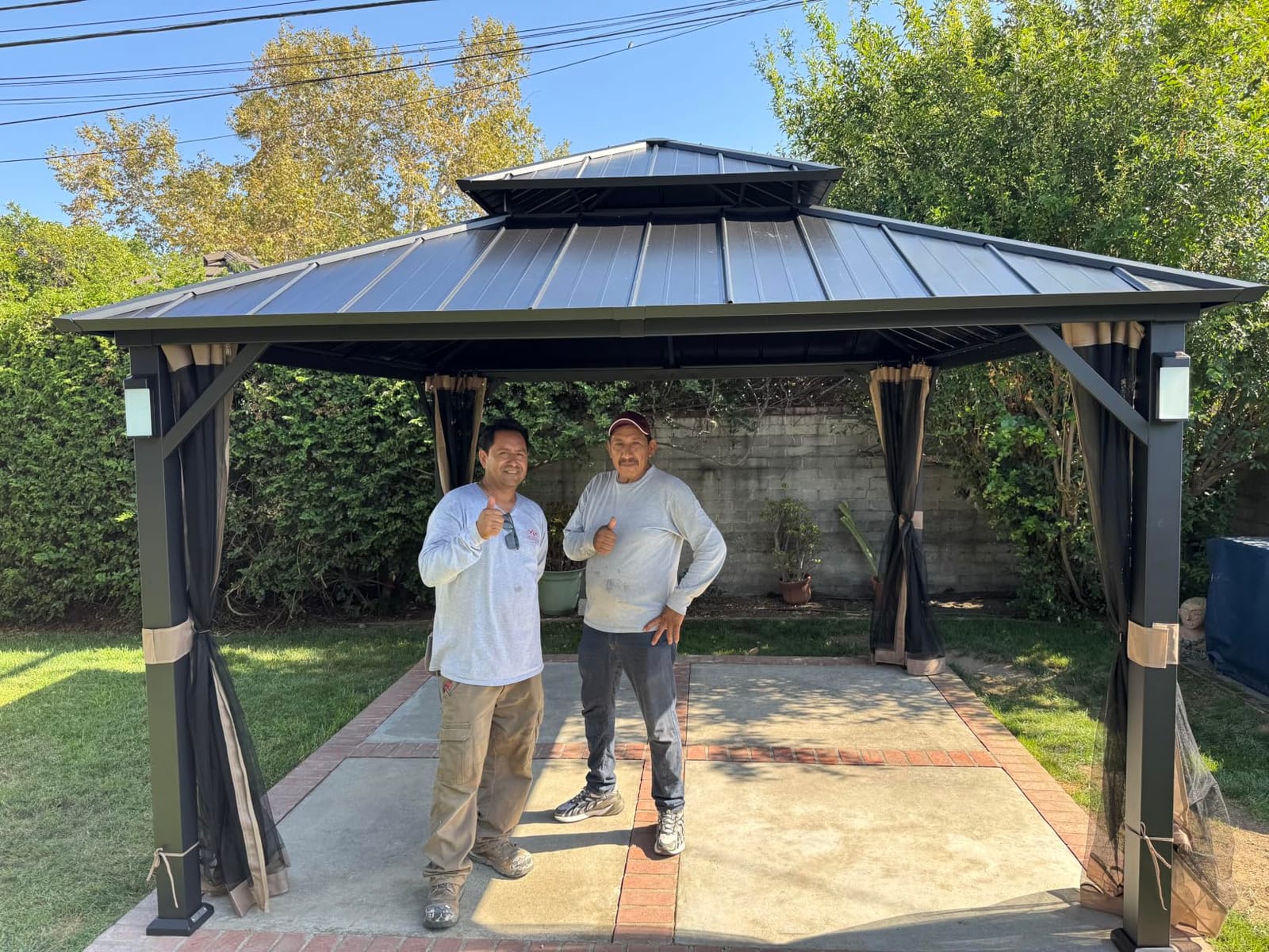 Modern Shade Hardtop Gazebo 12x14 with 4 LED Lights for Backyard, Black customer photo 1