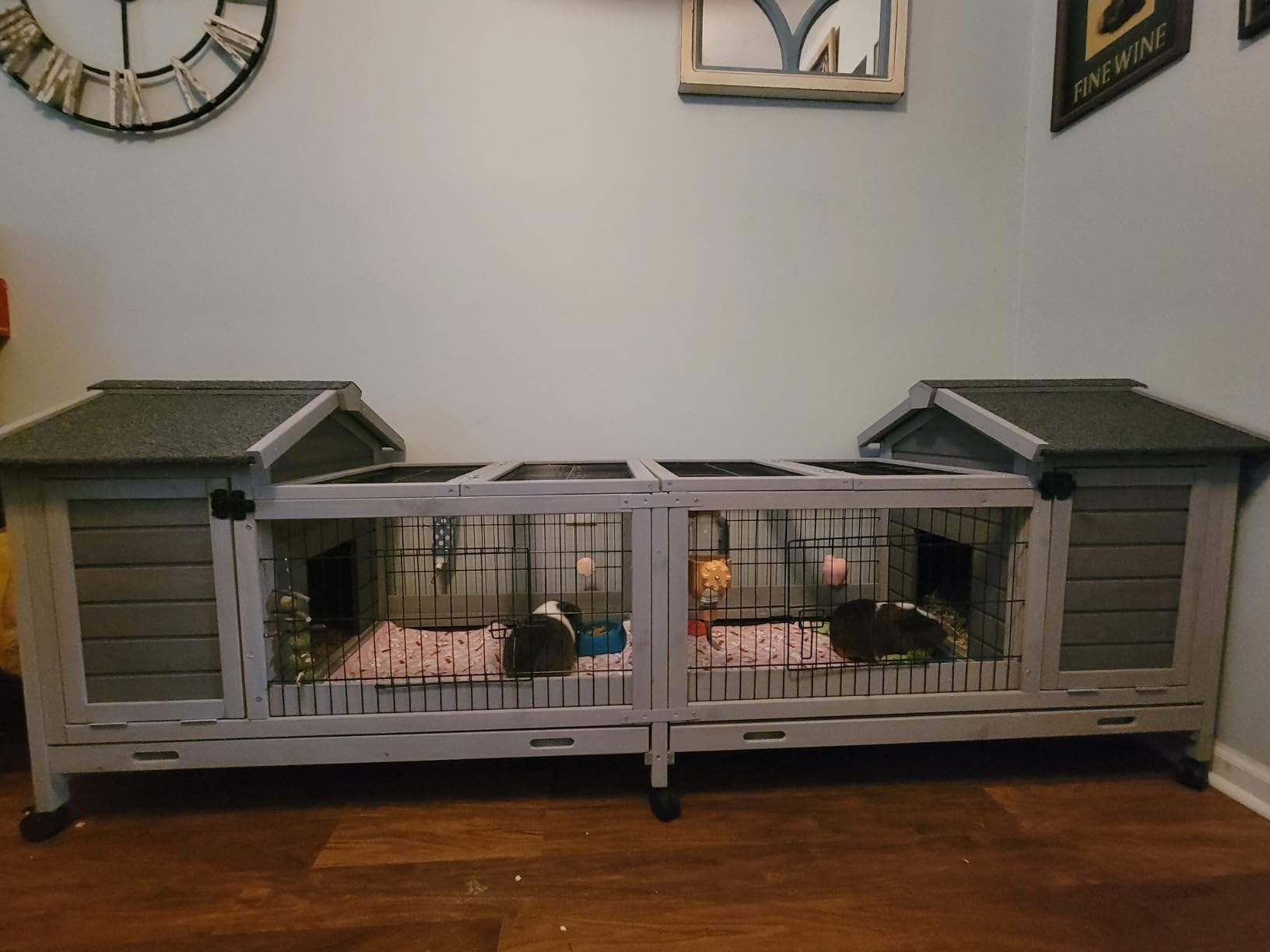 GUTINNEEN Rabbit Hutch with Chew-Resistant Ramp Indoor Bunny Cage Outdoor Guinea Pig Cage with Wheels and Leakproof Tray customer photo 1