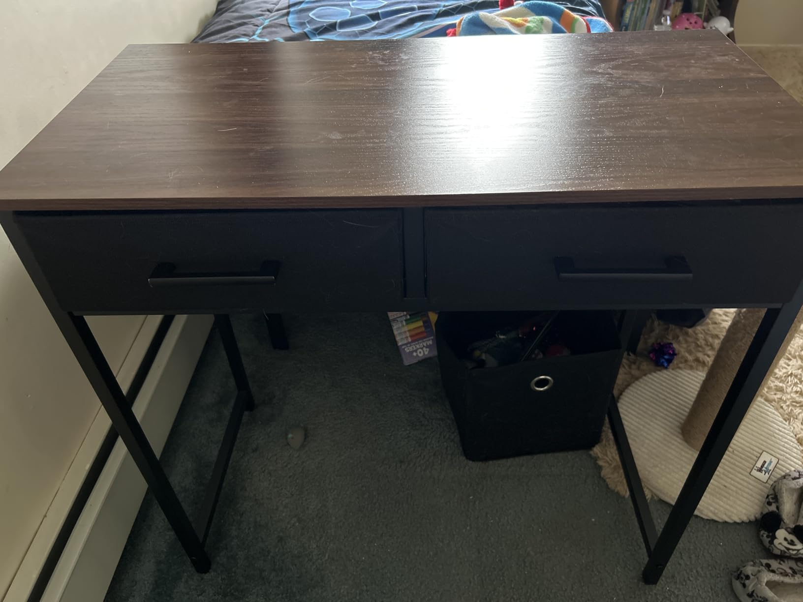 Pamray 32 Inch Small Computer Desk with 2 Drawers for Bedroom Study Writing Home Office Table for Small Spaces Black customer photo 2