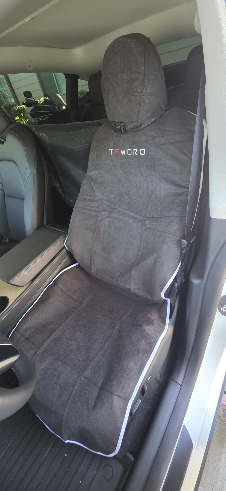 Premium Microfiber Towel Tesla Model Y Juniper/3 Seat Cover, Waterproof | Sweatproof | Machine Washable | Non-Slip, Seat Protector for Tesla Model 3/Y 2016-2026 Interior Accessories - (1Pack, Gray) customer photo 2