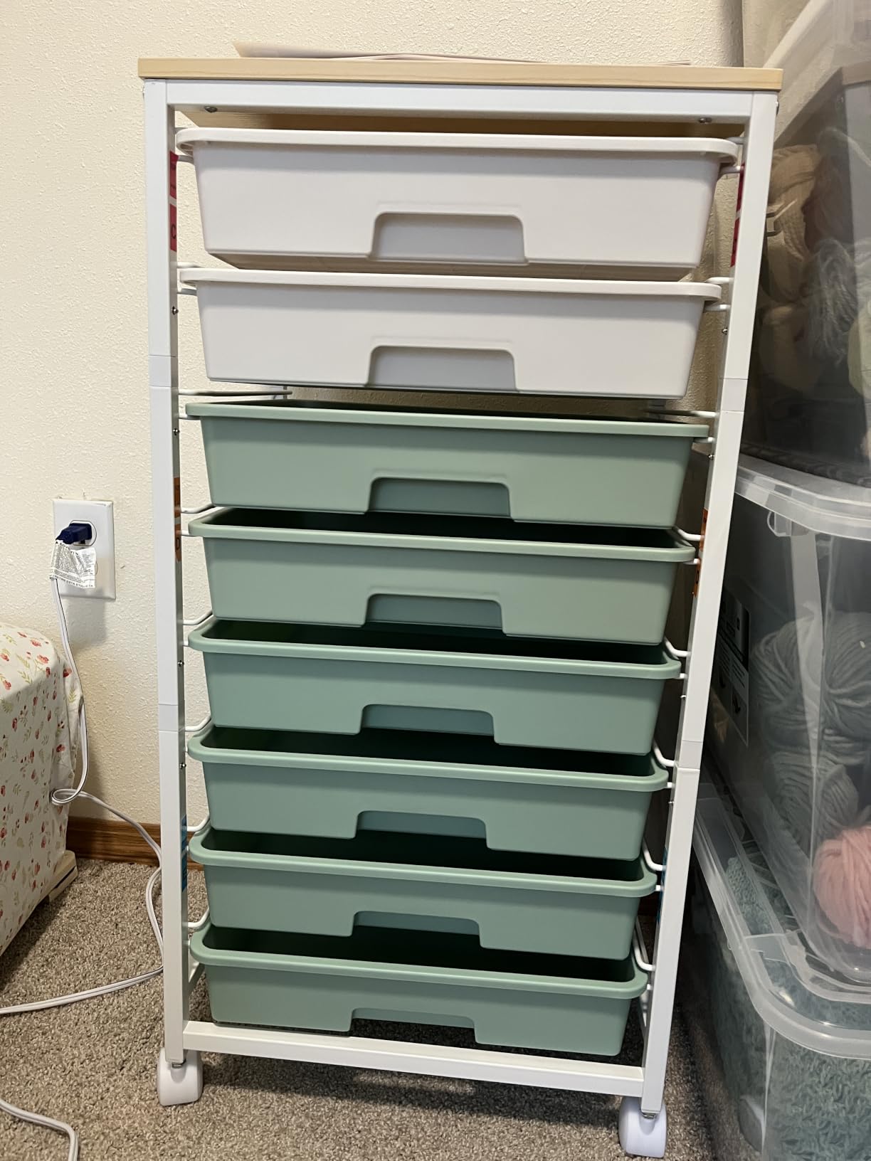 SYKIARIOL Rolling Cart with Drawers,Craft Organizers and Storage, Green customer photo 2