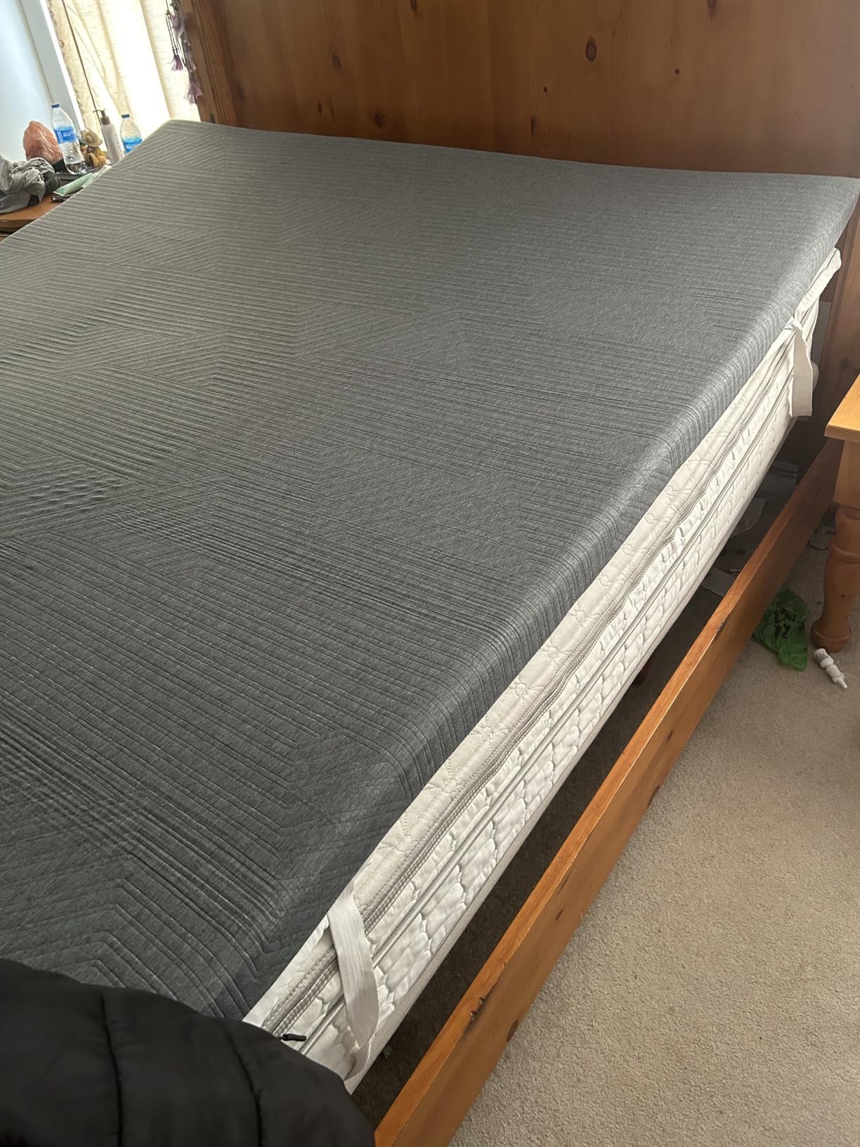 BDEUS 3 inch Extra Firm Memory Foam Mattress Topper Full Size for Big Guys, Supportive Mattress Pad for Back Pain Relief, Double Bed Foam Topper with with Senior Grey Cover, 54 × 75 Inch customer photo 2