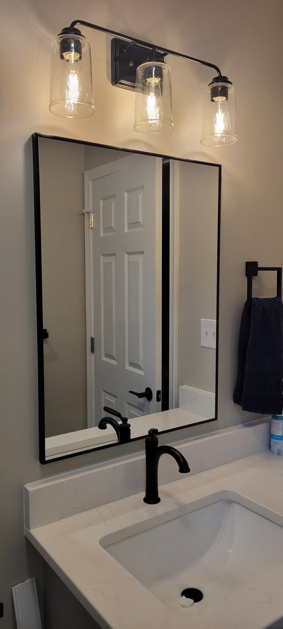 Koonmi Black Mirrors for Wall, 30x40 Inch Bathroom Mirror, Rectangular Wall Mirror for Living Room Bedroom Bathroom, Hangs Horizontally or Vertically customer photo 2