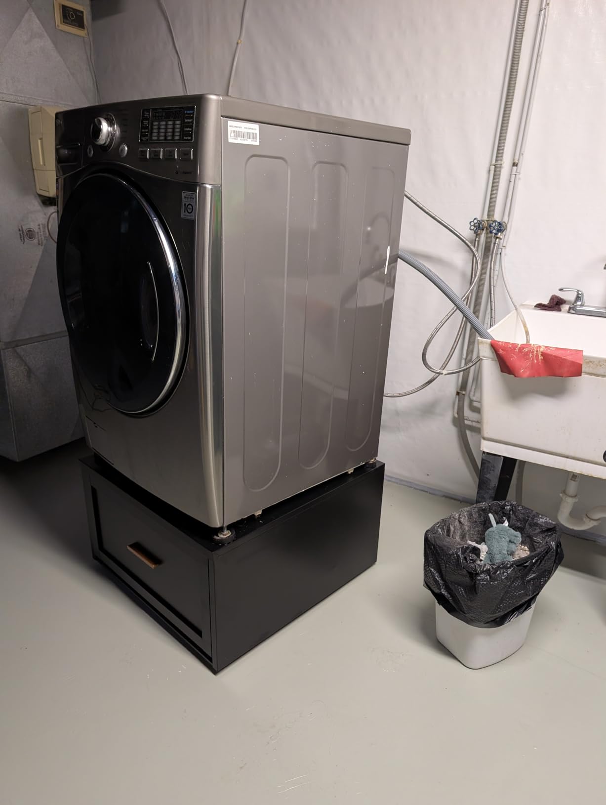 Washer and Dryer Pedestal,28''W Heavy Duty Metal Washer Dryer Pedestal,Universal Laundry Pedestal for Washer and Dryer,Washer and Dryer Stand with Drawer and Base Storage,440 LBS Capacity,Black customer photo 1