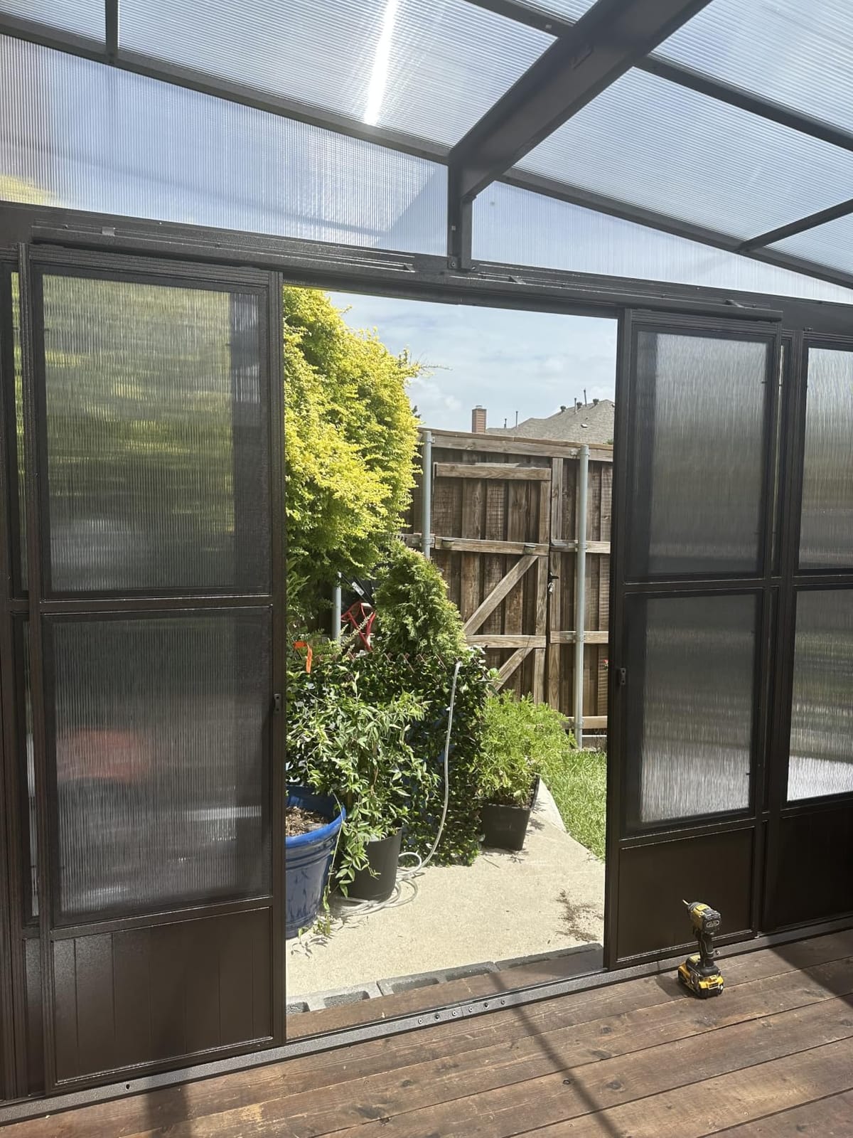 Domi 8x12FT Lean to Gazebo Pergola with Curtains Netting Aluminum Frame customer photo 1