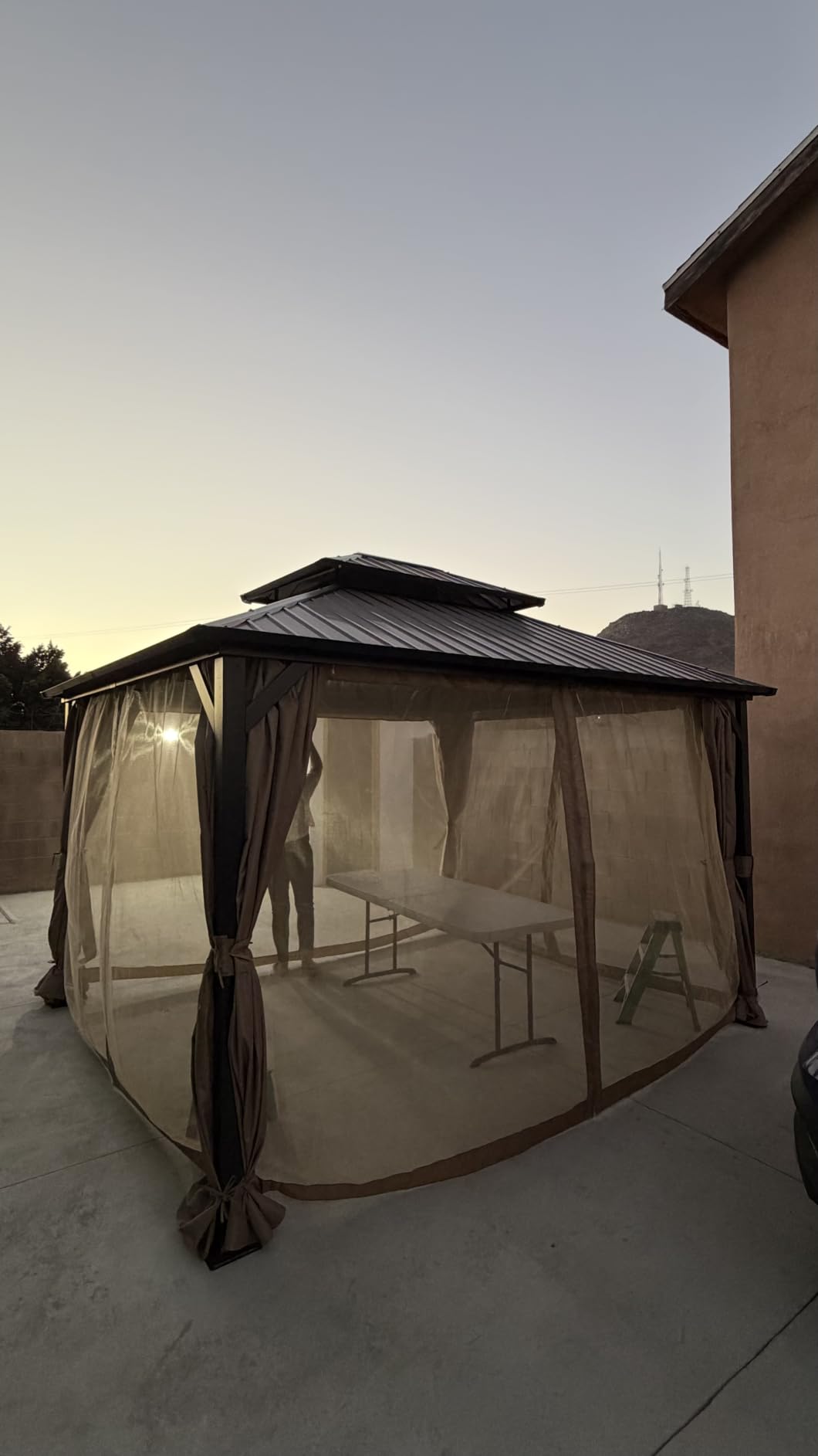 10’x12’ Hardtop Gazebo, Galvanized Steel Double Roof Canopy with Heavy-Duty Steel Frame, Outdoor Pavilion with Nettings and Curtains customer photo 1