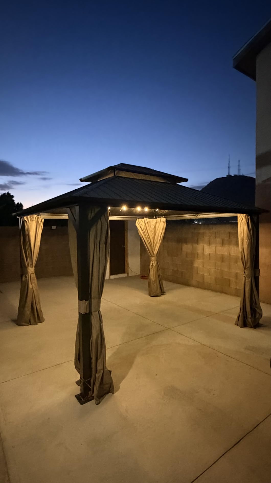 10’x12’ Hardtop Gazebo, Galvanized Steel Double Roof Canopy with Heavy-Duty Steel Frame, Outdoor Pavilion with Nettings and Curtains customer photo 2