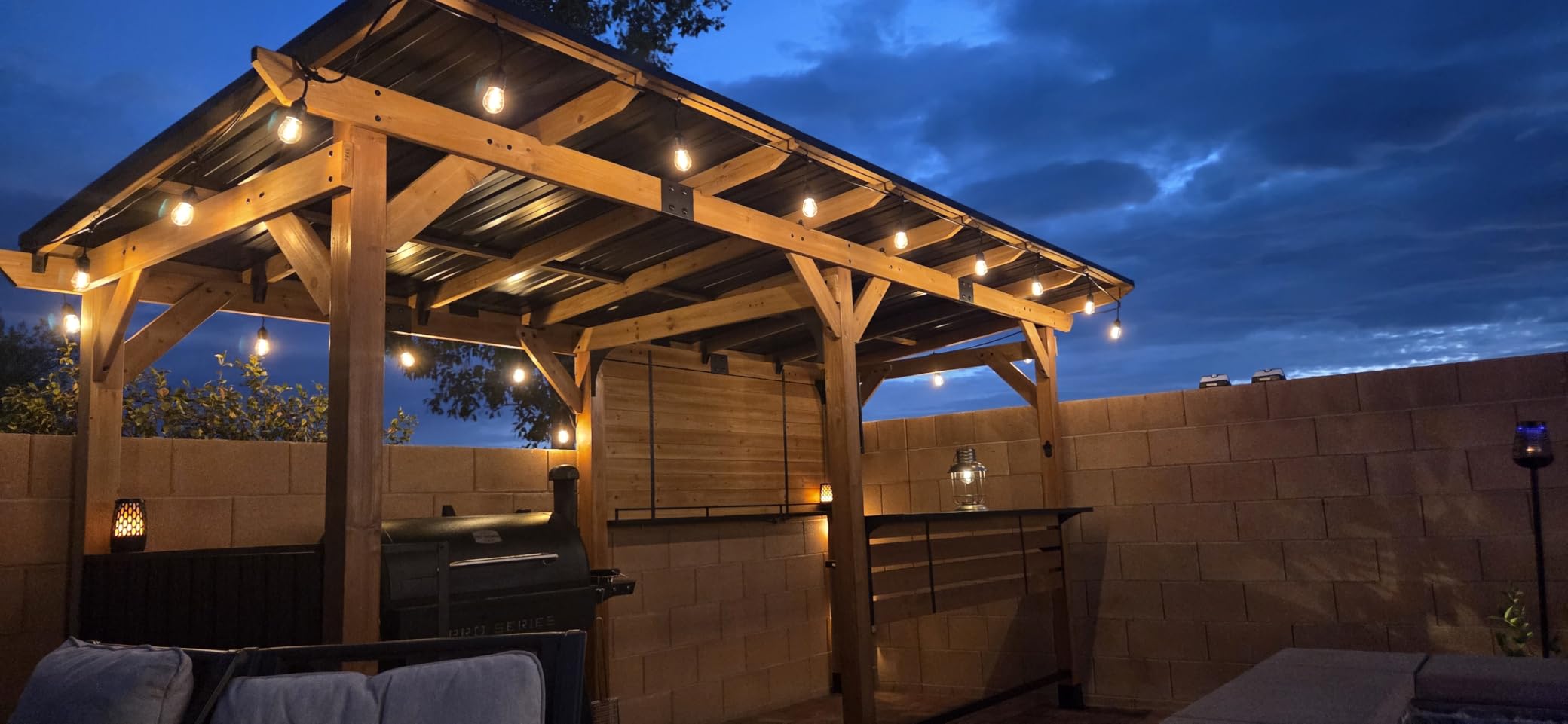 CHARMELEON Cedar Wood Gazebo 10' x 12',Wooden Grill Gazebo with Sloped Galvanized Steel Roof,Permanent Hardtop Patio Pavilion for Outdoor,Backyard,Garden,Superior Snow & Wind Resistance-Gray customer photo 2
