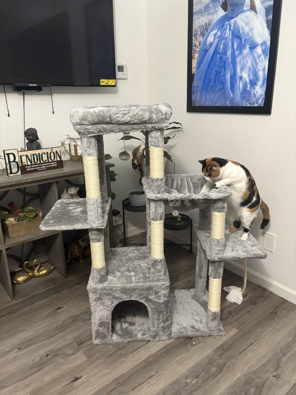 Heybly Cat Tree, 71-Inch Tall Cat Tower for Large Maine Coon Cats HCT037G customer photo 2