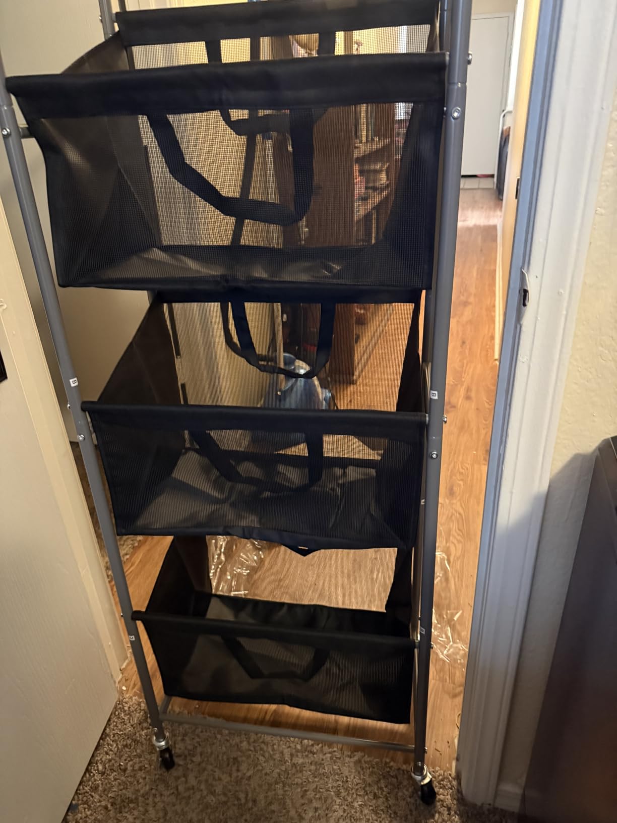 STO STO 3-Tier Vertical Rolling Laundry Hamper, Removable Bags, Black Mesh customer photo 2