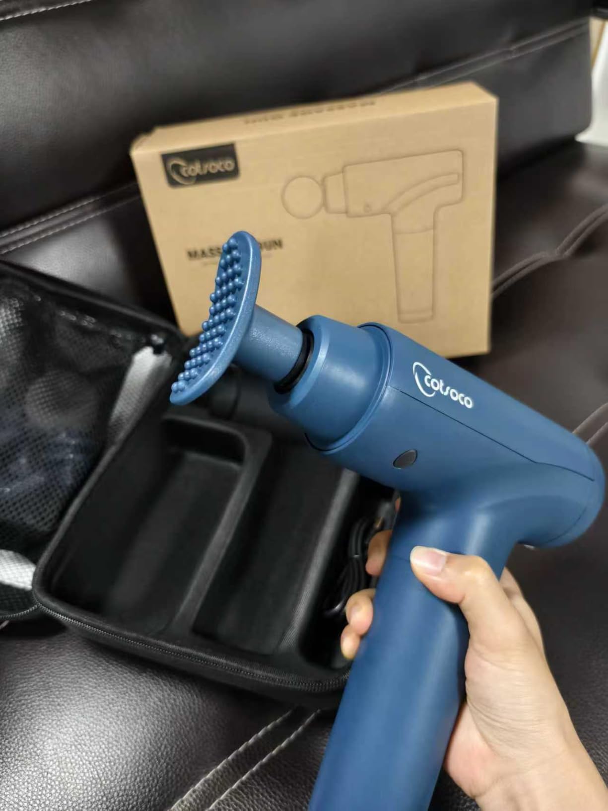 cotsoco Massage Gun Deep Tissue, Fathers Day Dad Gifts, Muscle Massage Gun with 9 Attachment Heads 20 Speeds & Silent Brushless Motor for Pain Relief, Handheld Percussion Back Massager Gun customer photo 1