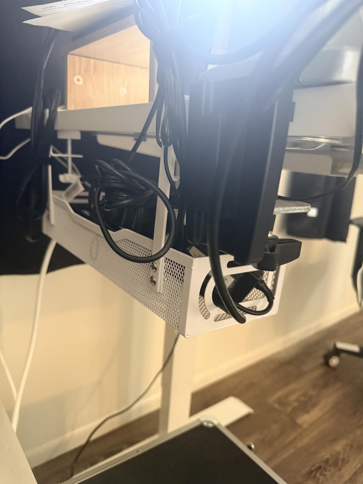 Under Desk Cable Management Tray, No Drill Mesh Cable Tray Cord Organizer customer photo 1