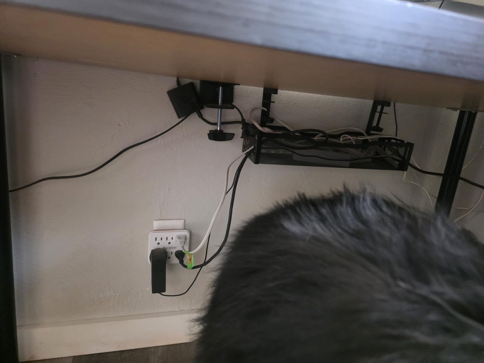 Under Desk Cable Management Tray, No Drill Mesh Cable Tray Cord Organizer customer photo 2