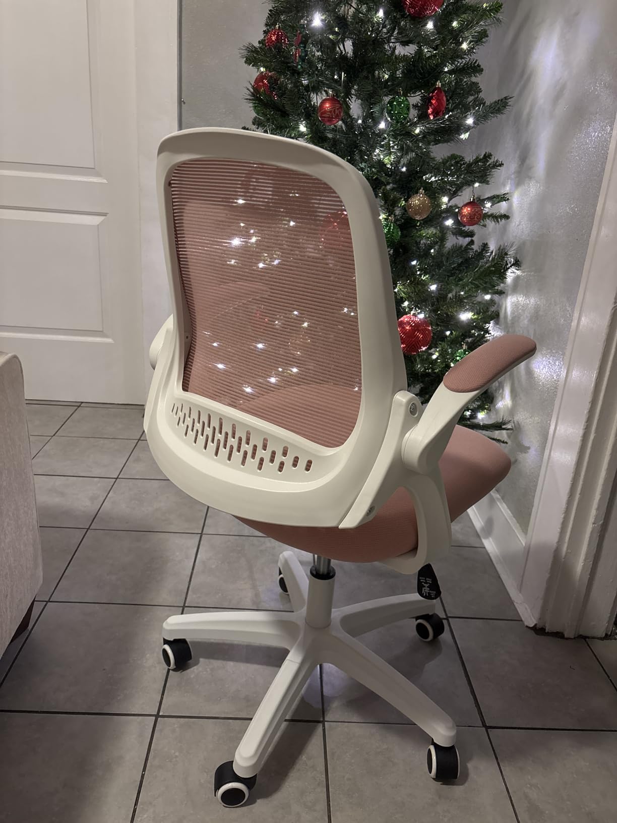NEO CHAIR Office Desk Chair, Ergonomic Mesh with Flip-Up Armrests, Ivory customer photo 1