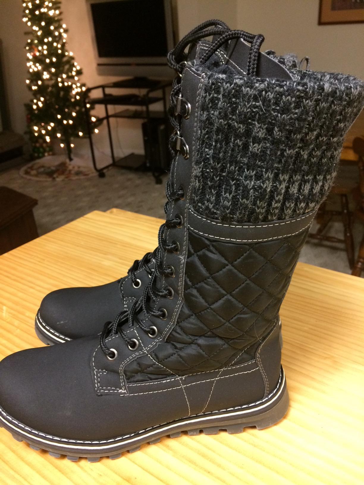 POLAR Womens Faux Fur Warm Thermal Waterproof Outdoor Walking Snow Winter Rubber Sole Calf Boots customer photo 2