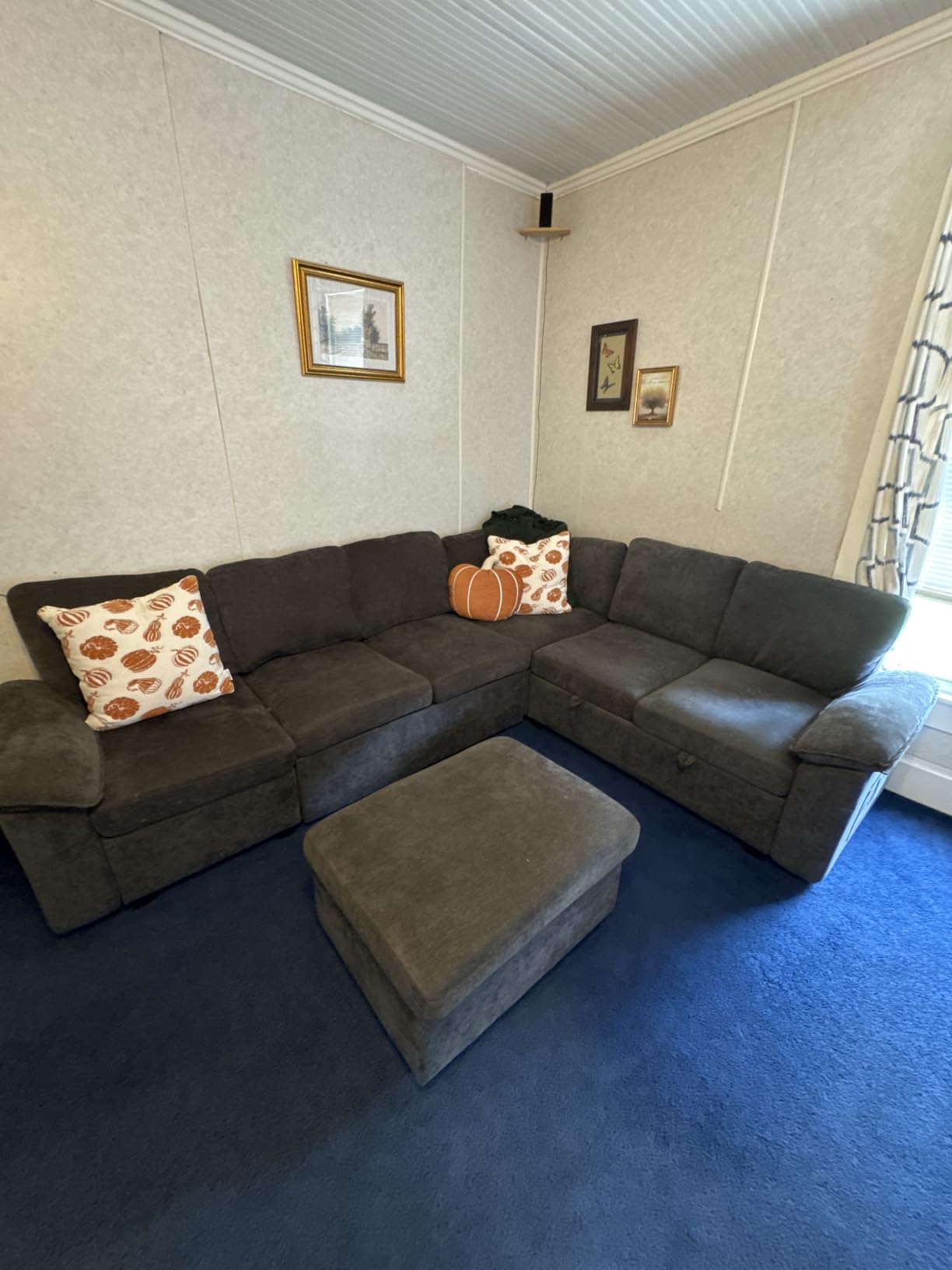 106'' Modular Sectional Sofa with Pull Out Bed, Sleeper Sofa, Dark Gray customer photo 2