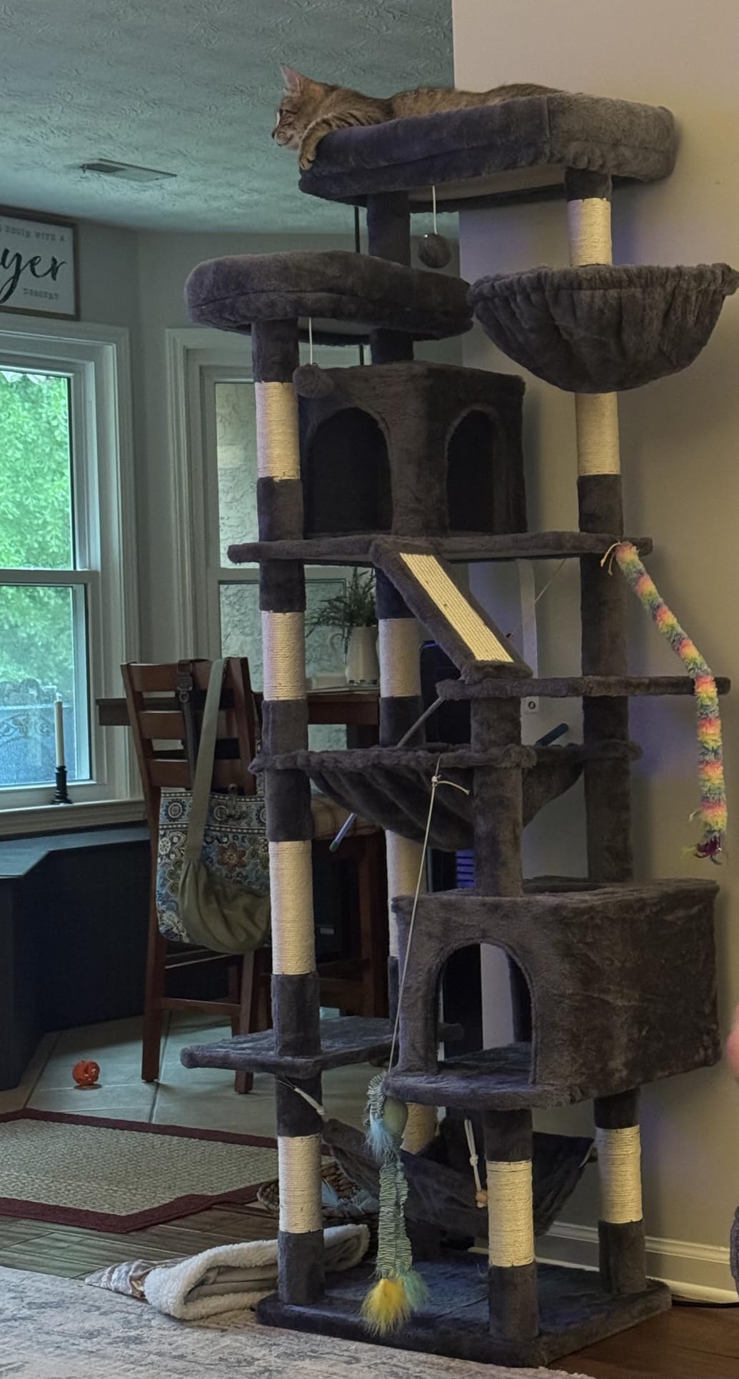 Heybly Tall Cat Tree for Large Cat, 75.2-inch Multi-Level Cat Tower HCT038G customer photo 2
