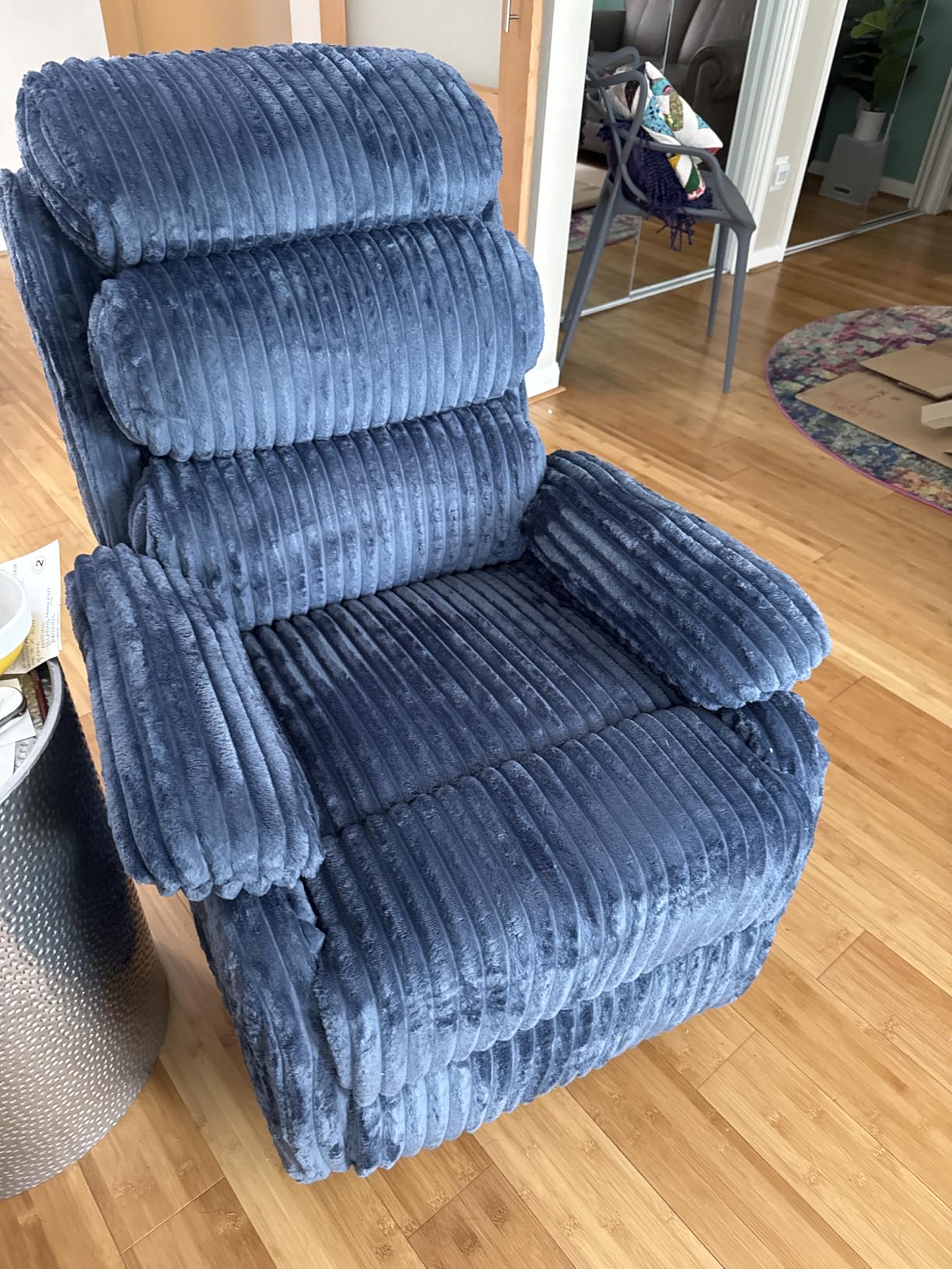 Velvet Upholstered Glider Recliner Chair – 360° Swivel Rocker Chair for Adults, Small Rocking Chair for Small Spaces, Soft Fabric Recliner Chair with Side Pockets, Comfortable Nursery Chair,Brwon customer photo 2