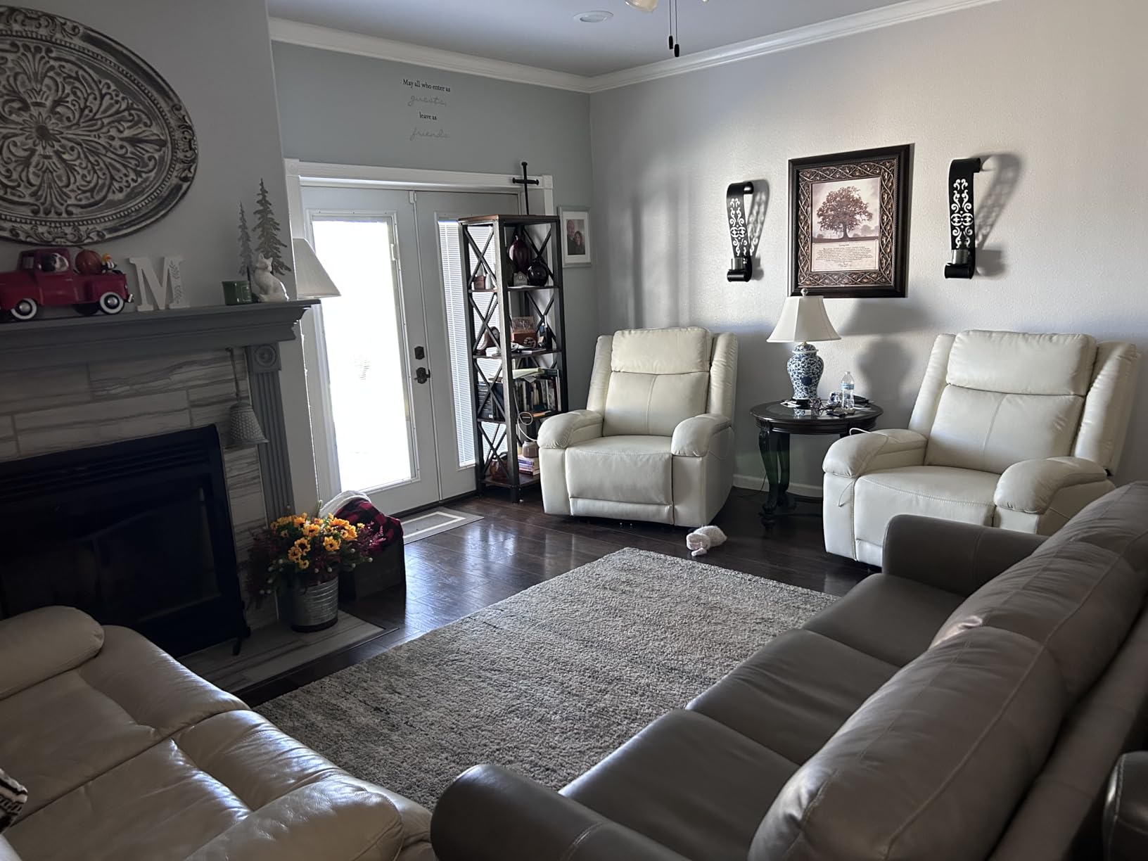 Watson & Whitely Oversized Genuine Leather Power Recliner Chair, Navy Blue customer photo 1