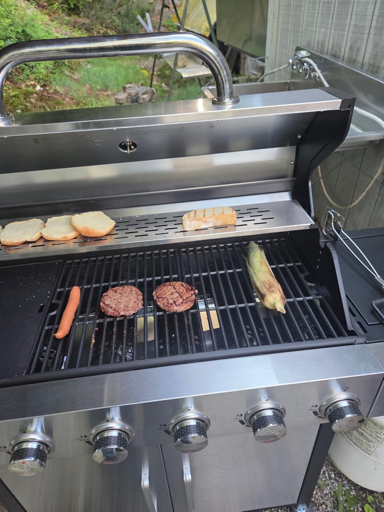 6 Burner Propane Gas Grill with Side Burner, Cast Iron Grates & Griddle Combo, Large Cabinet BBQ with Warming Rack for Backyard Patio, 620 SQ. IN. Cooking Area customer photo 1
