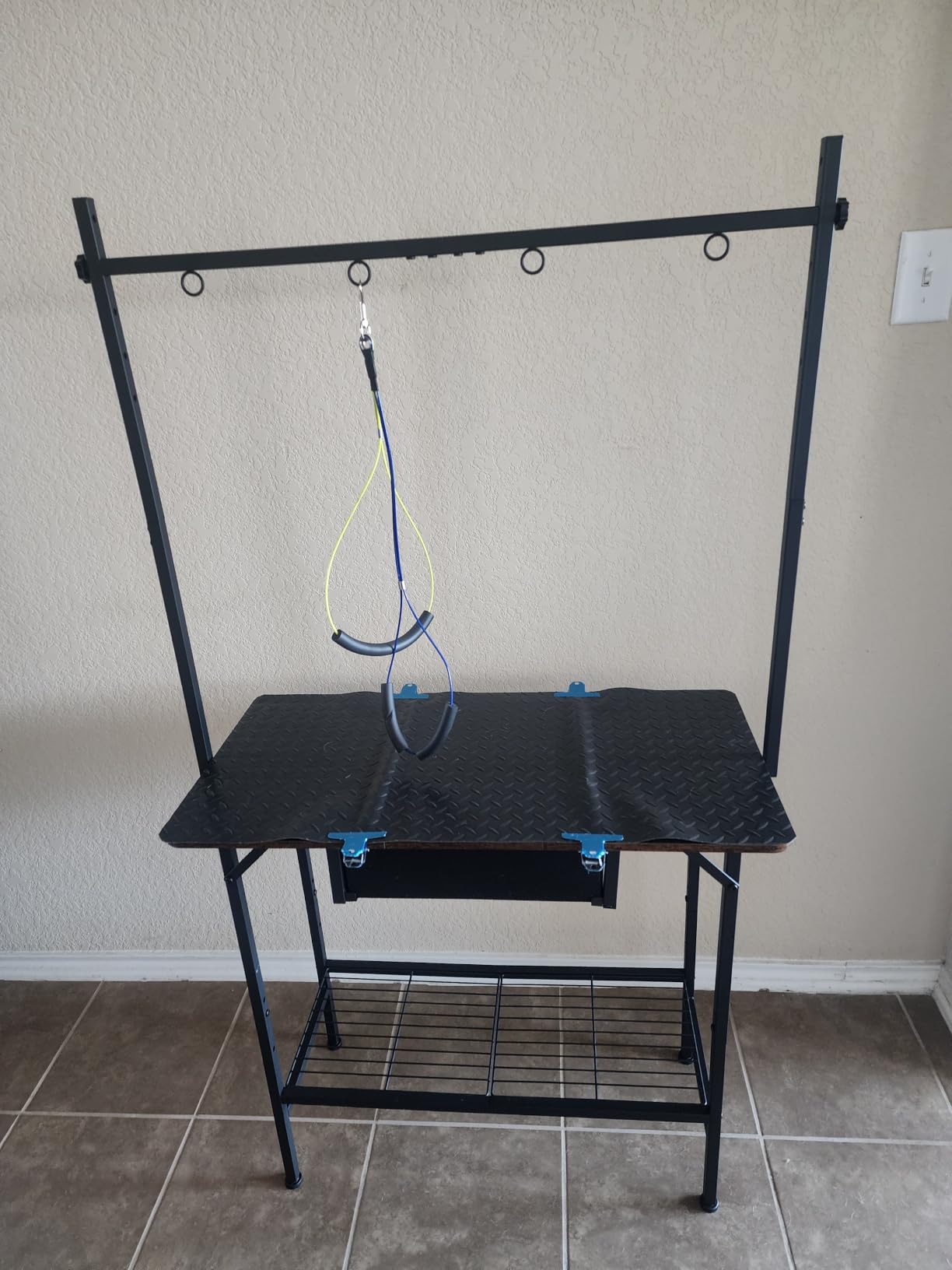 Dog Grooming Table with Drawers and Mesh Tray,32 Inch Adjustable Pet Grooming Table with Non-slip Removable Washable Mat and EVA Protective Lanyard ,Professional Grooming Table for small Dogs at Home customer photo 1