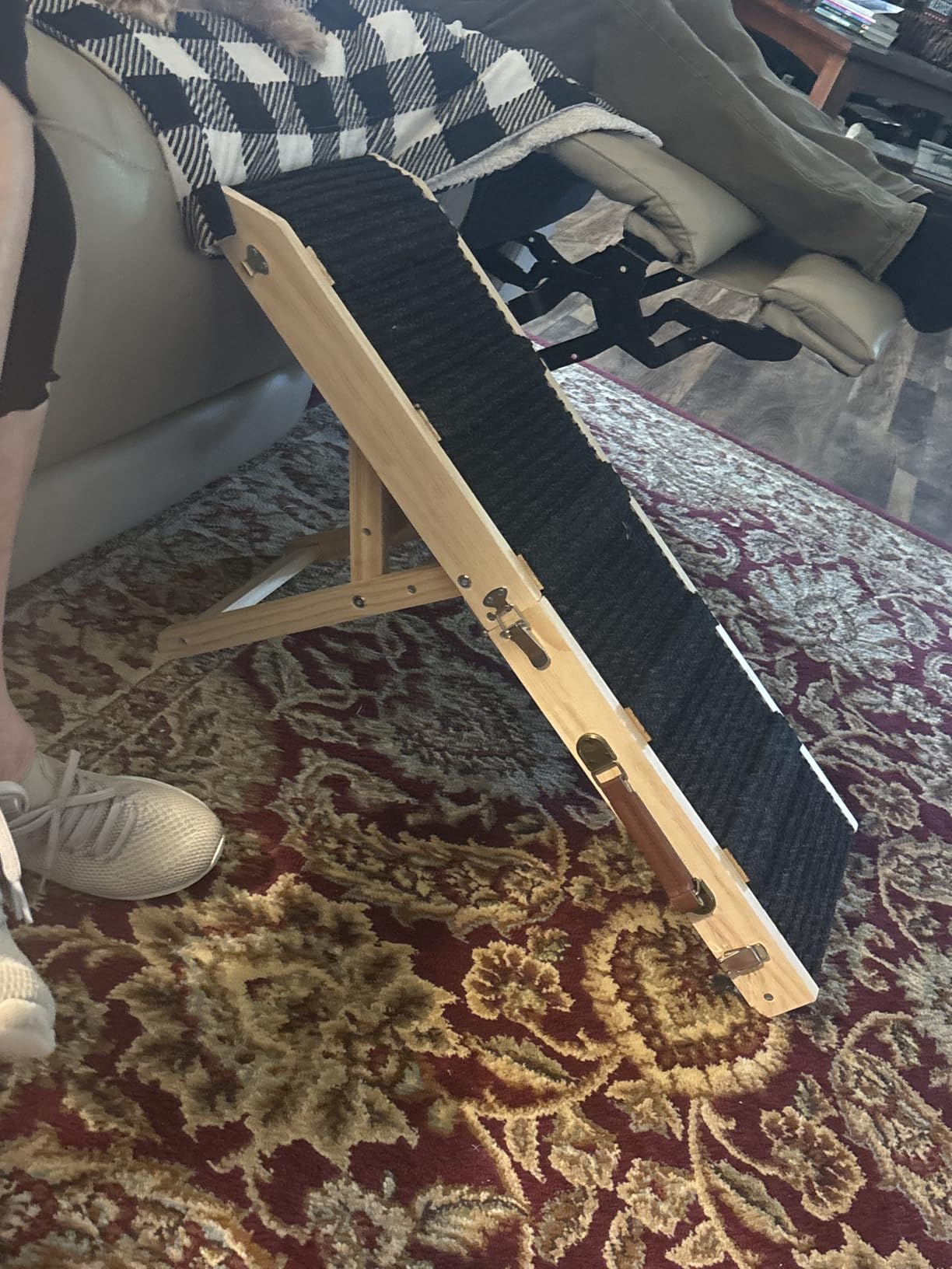 2026 Upgraded Dog Ramp for Couch - Foldable Small Dog Ramp for Bed - 4 Adjustable Height from 12