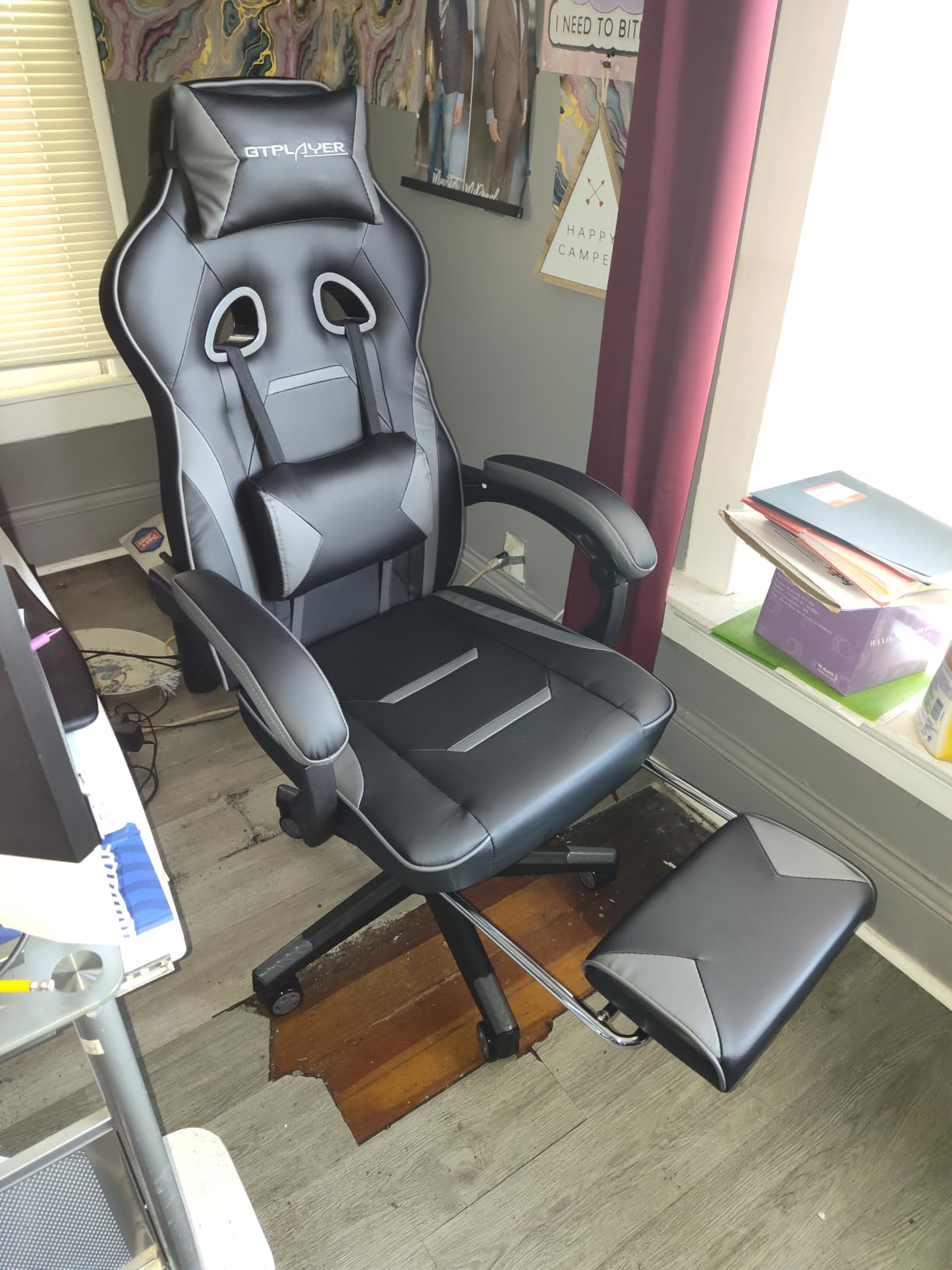 GTPLAYER Gaming Chair for Adults, Big and Tall 350LBS Heavy Duty Office Chair, Ergonomic High Back Lumbar Support and Recliner for Back Pain Relief, Sky Gray customer photo 1